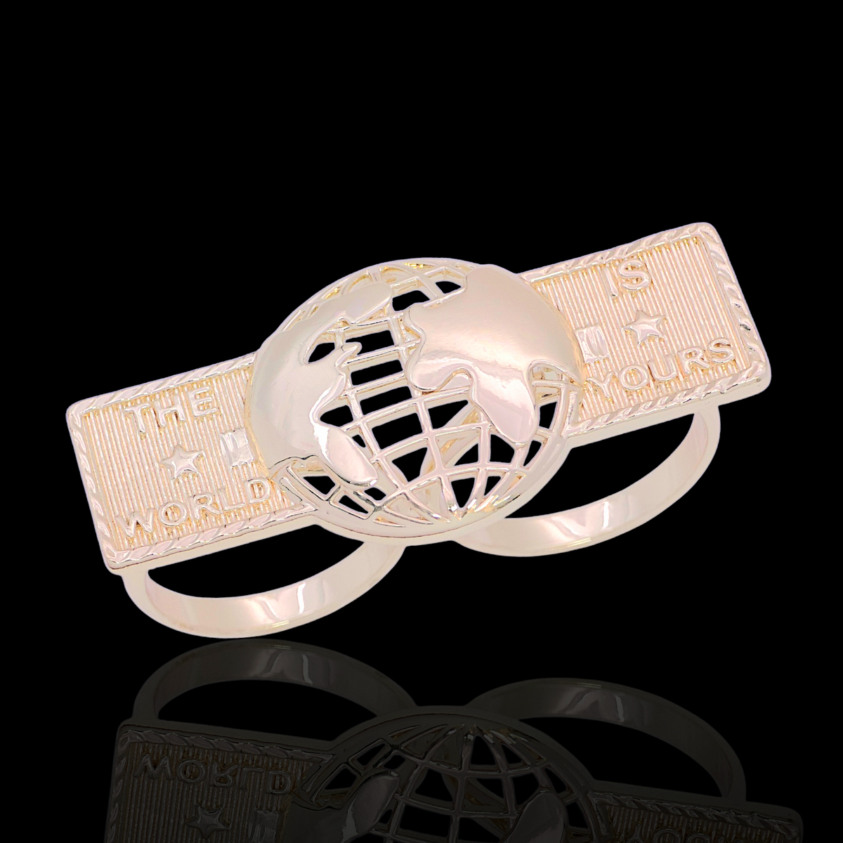 Gold Filled Oro Laminado Worlds Fortune Double Finger Ring