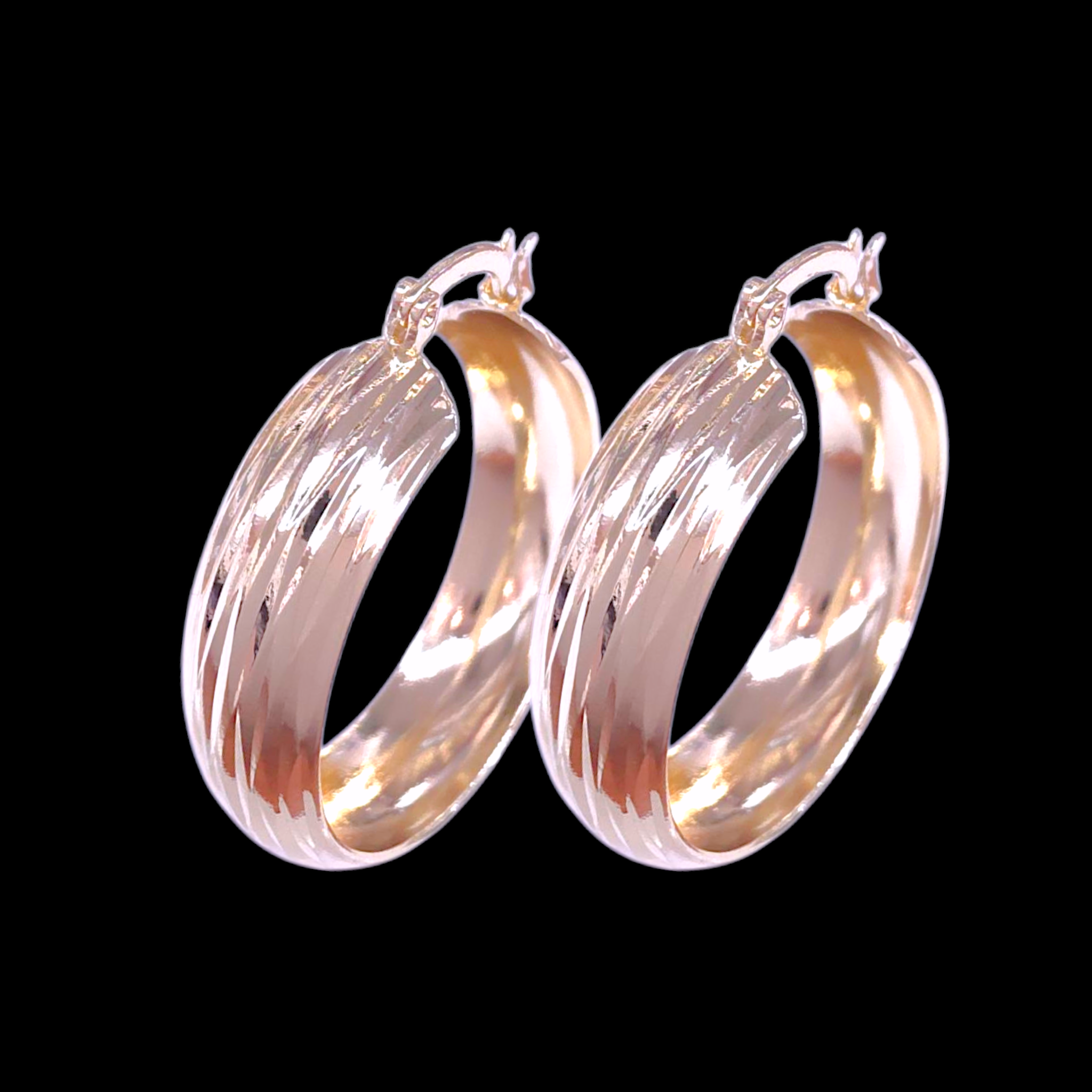 Gold Filled Oro Laminado Zephyr Lux Cut Hoop Earrings