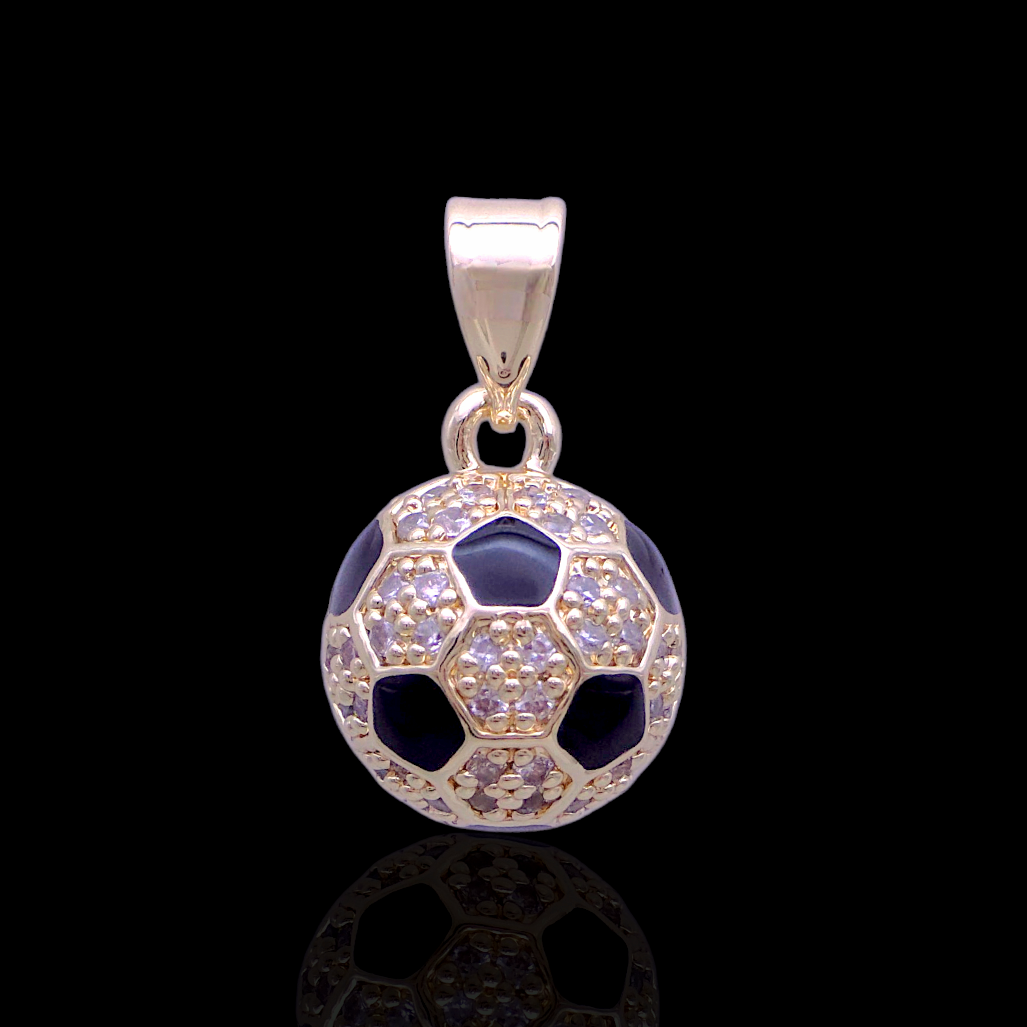 Gold Filled Oro Laminado Zirconia Football Soccer Pendant