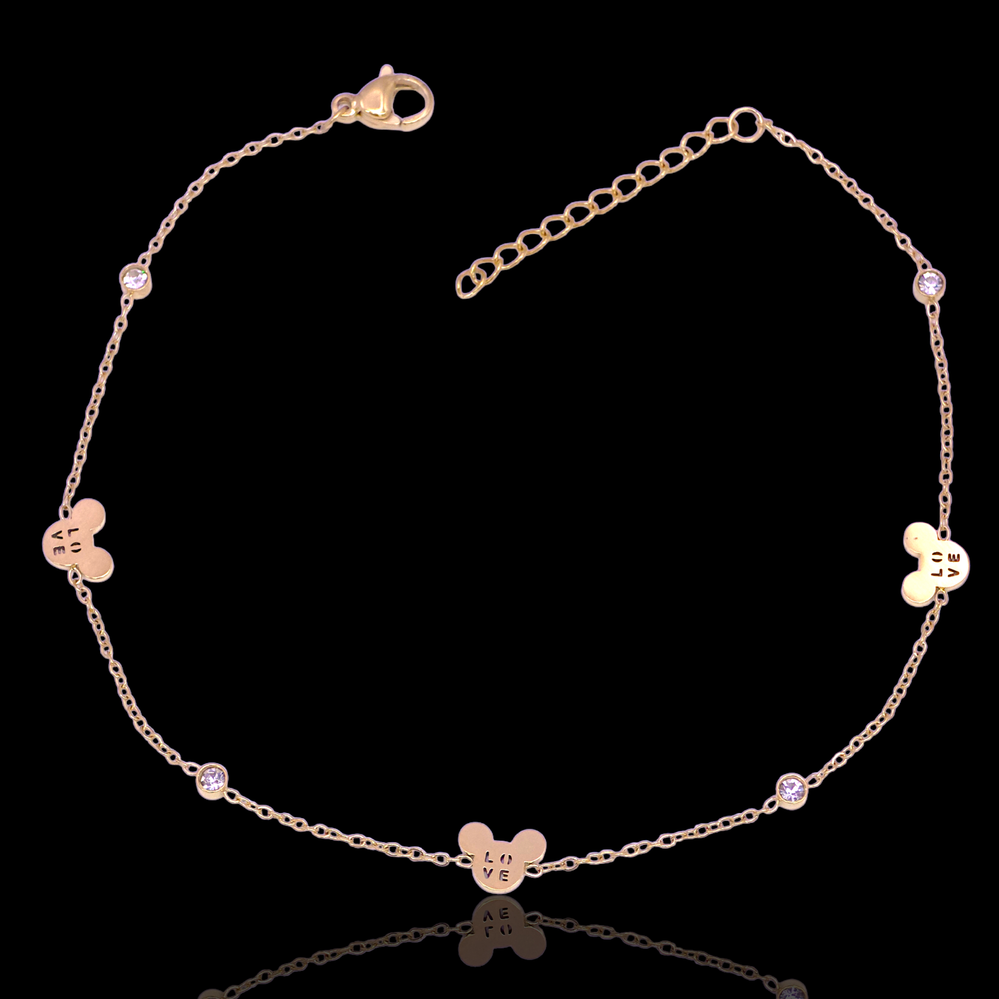 Gold Filled Stainless Steel Bubble Bear Adjustable Anklet