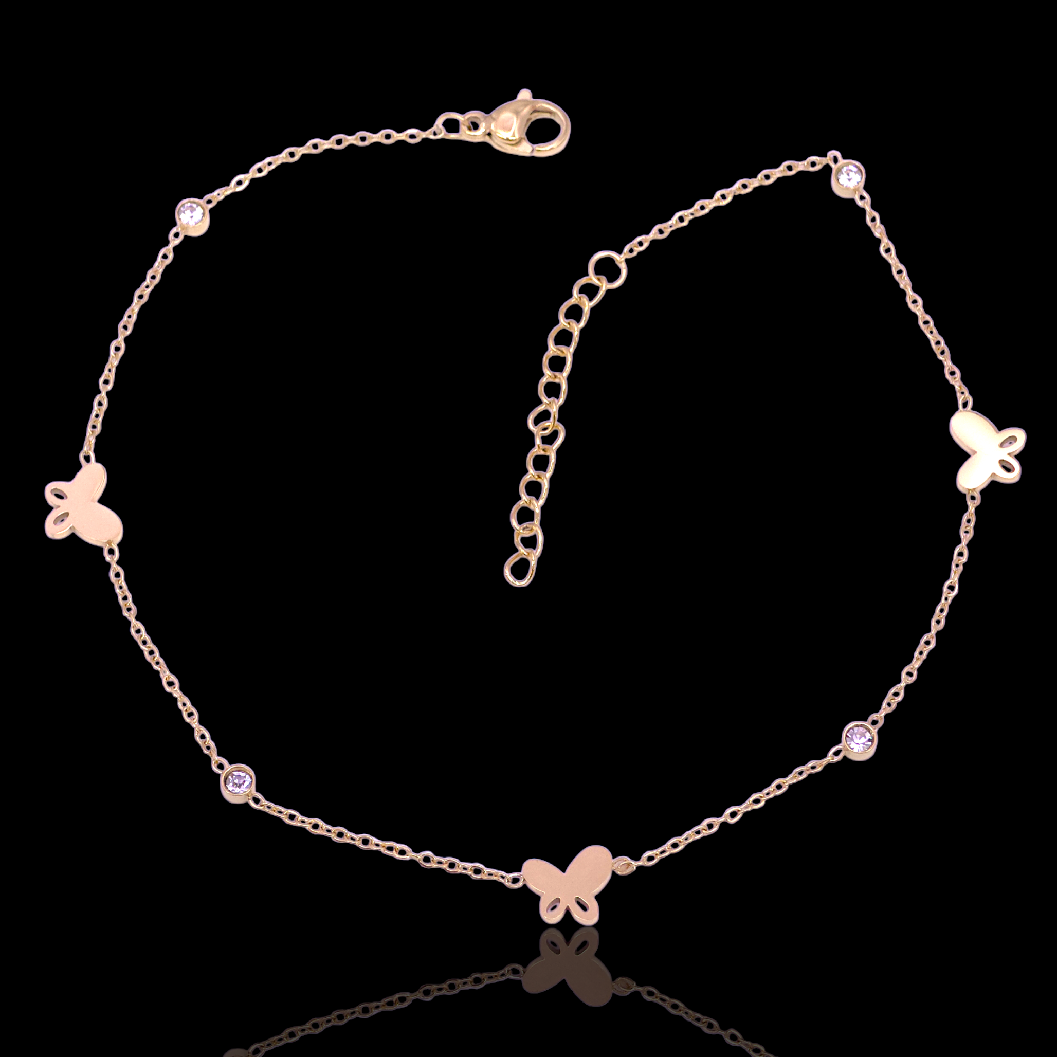 Gold Filled Stainless Steel Wild Butterfly Adjustable Anklet