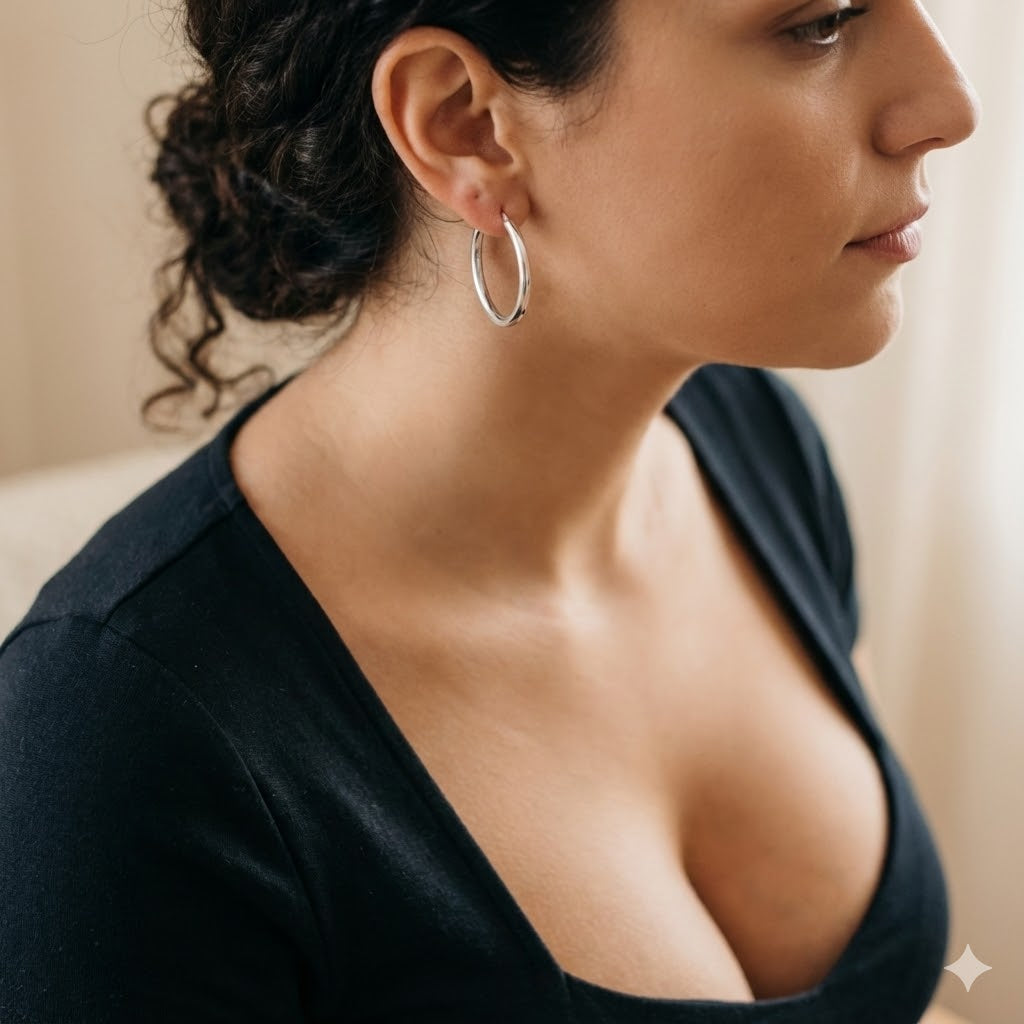 High Polish Stainless Steel Classic Emilia Hoop Earrings