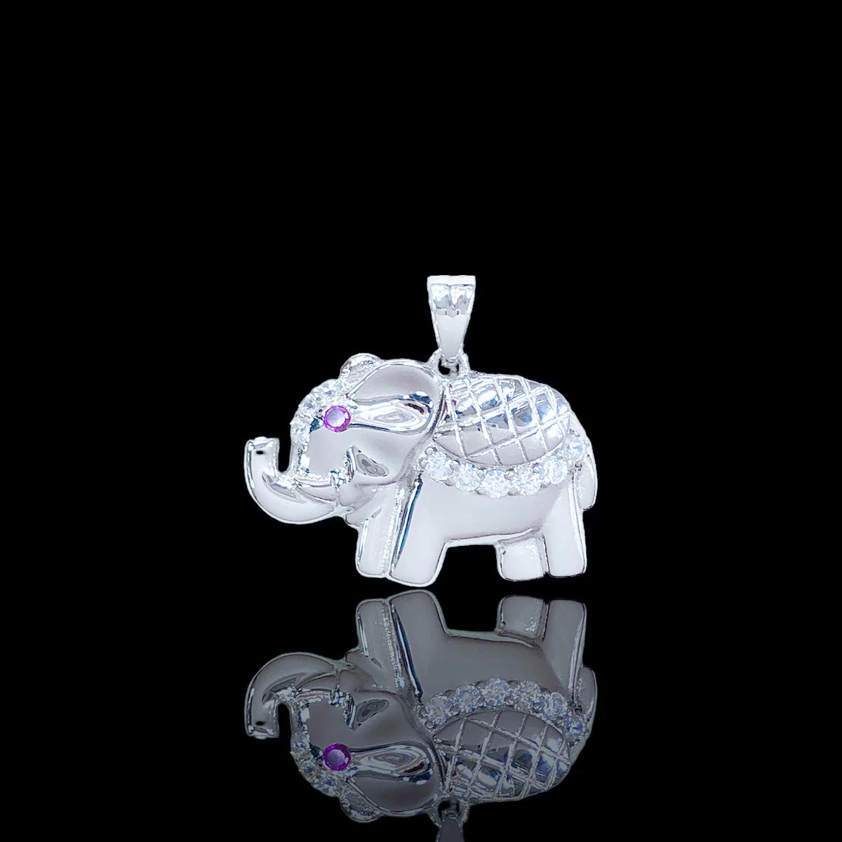 925 Sterling Silver CZ Elephant Pendant - Kuania 925 Sterling Silver