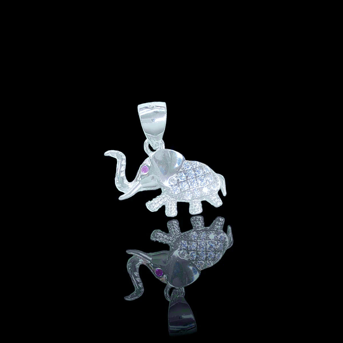 925 Sterling Silver CZ Elephant Pendant - Kuania 925 Sterling Silver
