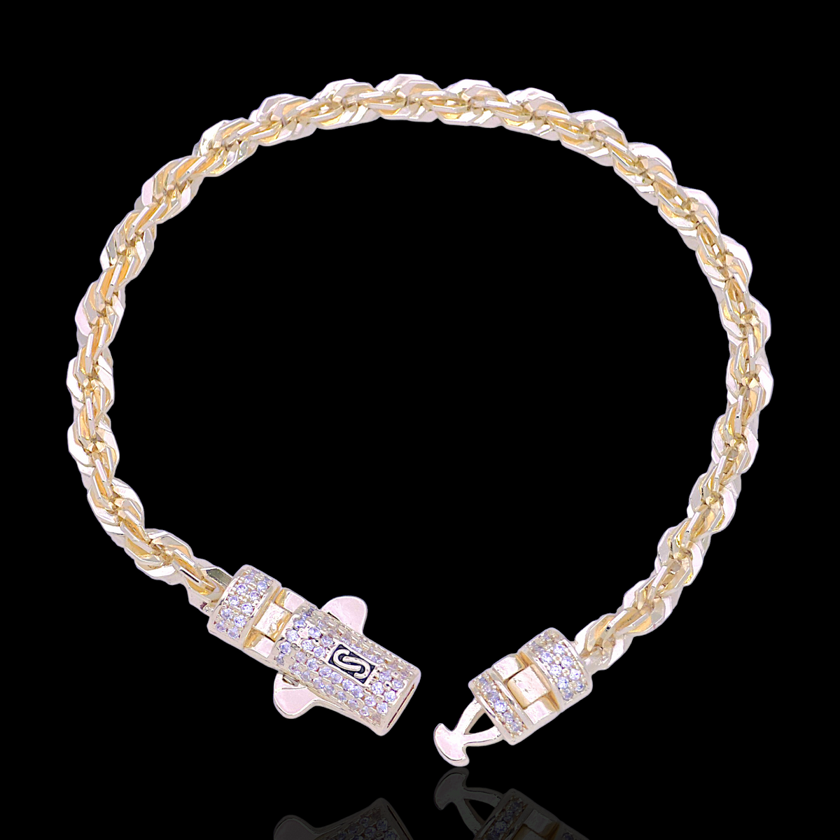 Oro Laminado 4mm Milano Rope Chain Bracelet w/ Monaco Clasp