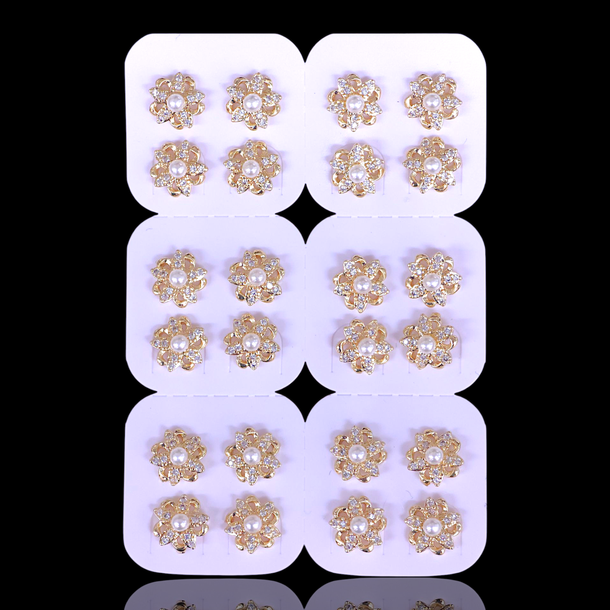 Oro Laminado Arabic Sweet Jasmine Stud Earrings (Pack of 12)