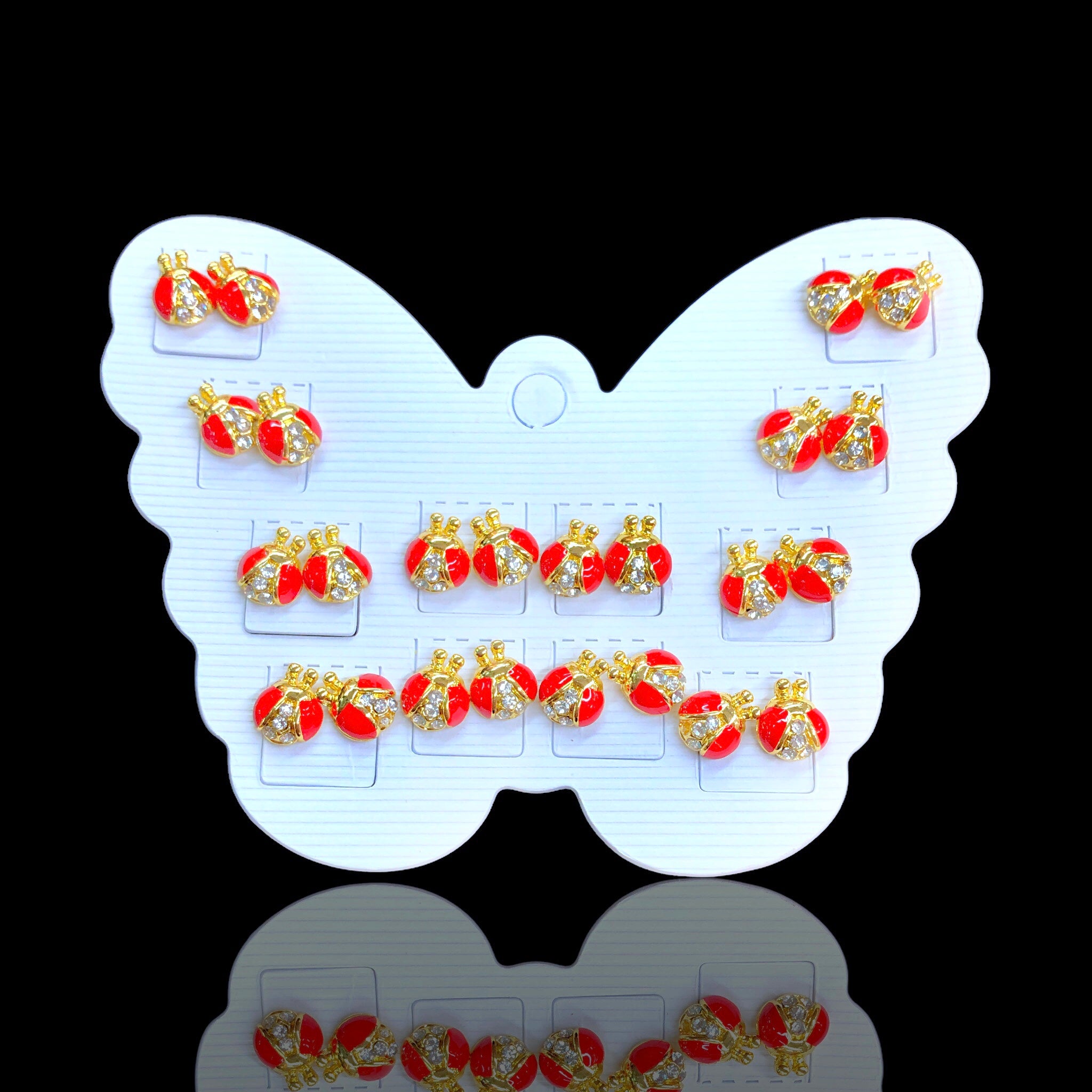 Oro Laminado Baby Ladybug Stud Earrings (Pack of 12)