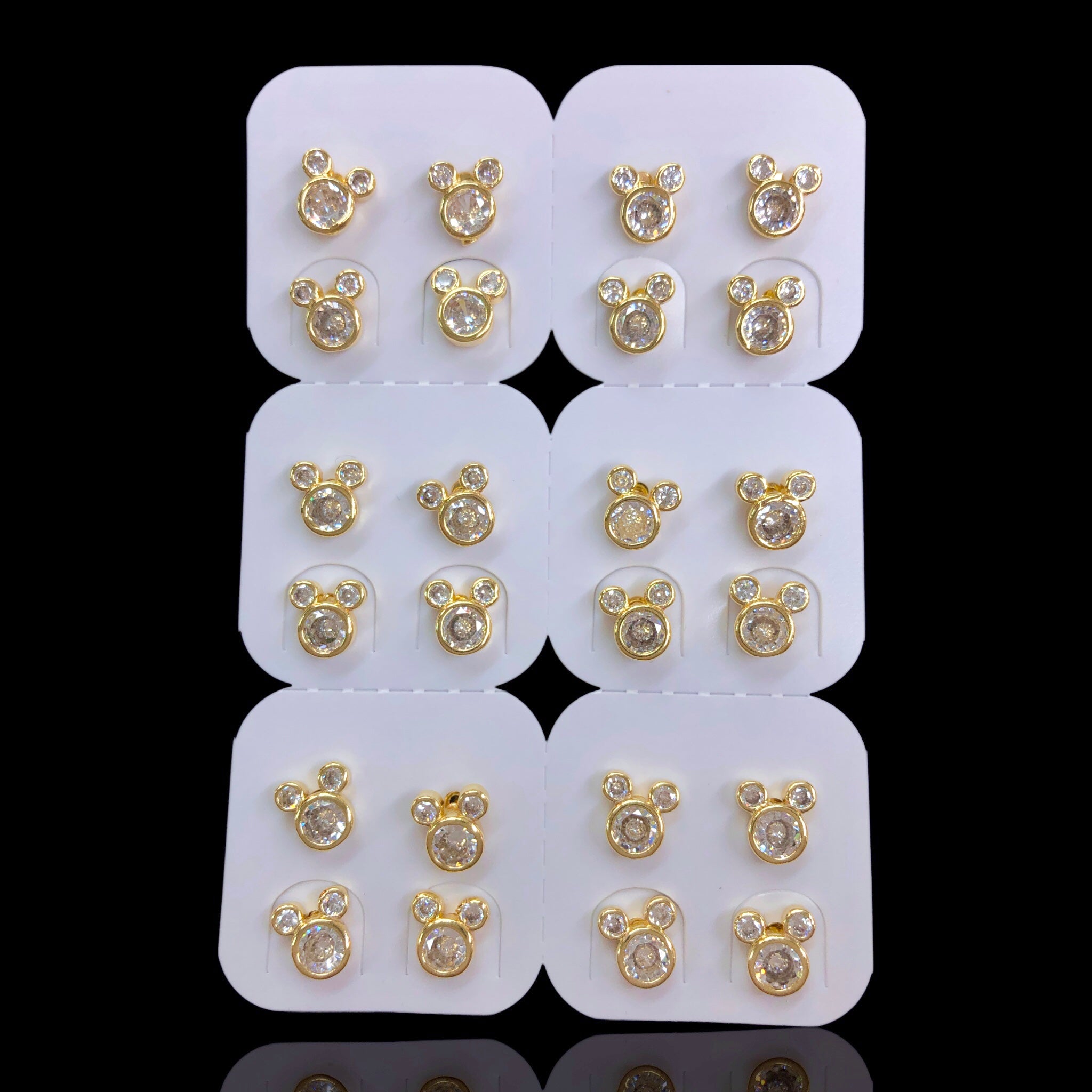 Oro Laminado Bear Bubble Head Stud Earrings (Pack of 12)