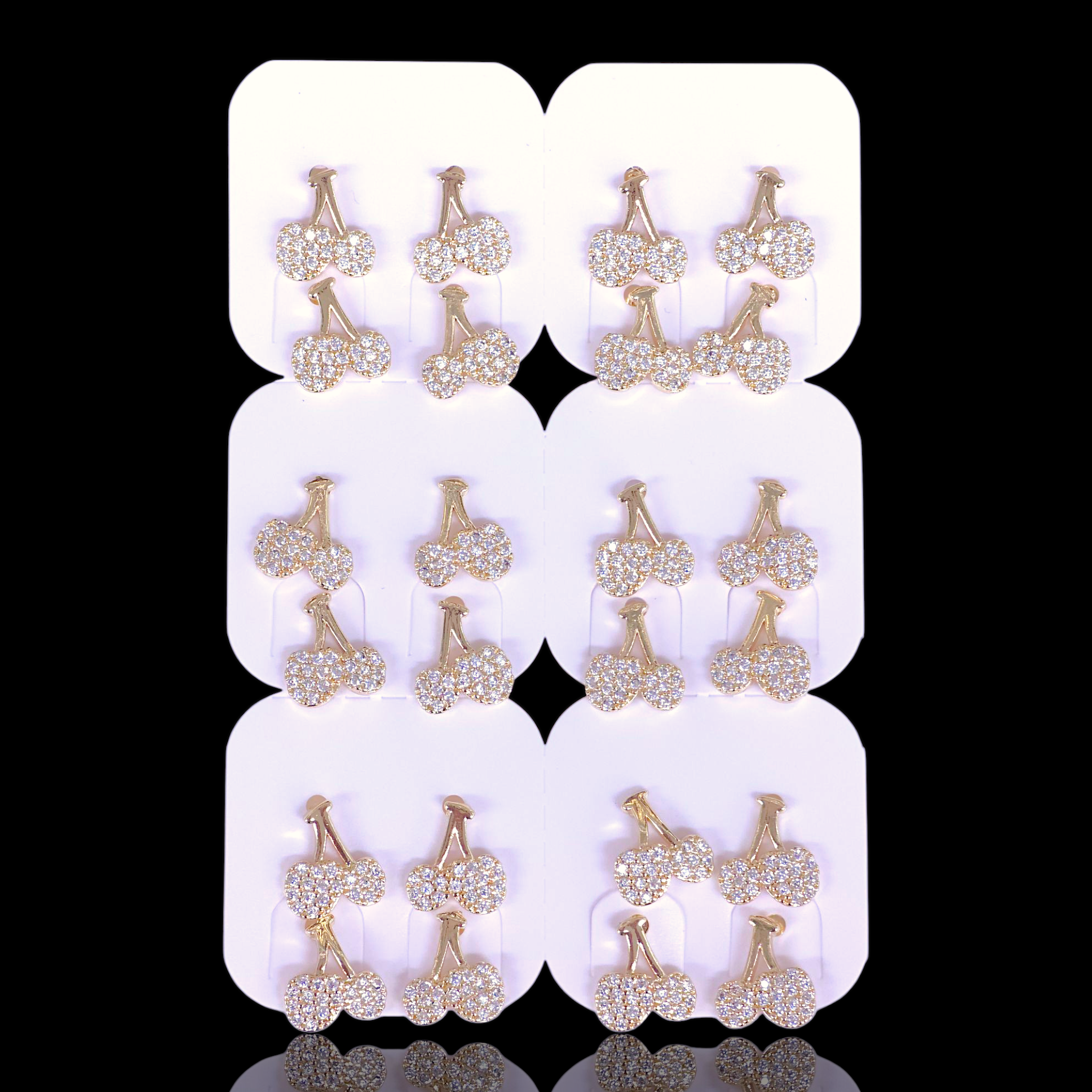 Oro Laminado Bordeaux Cherry Stud Earrings (Pack of 12)