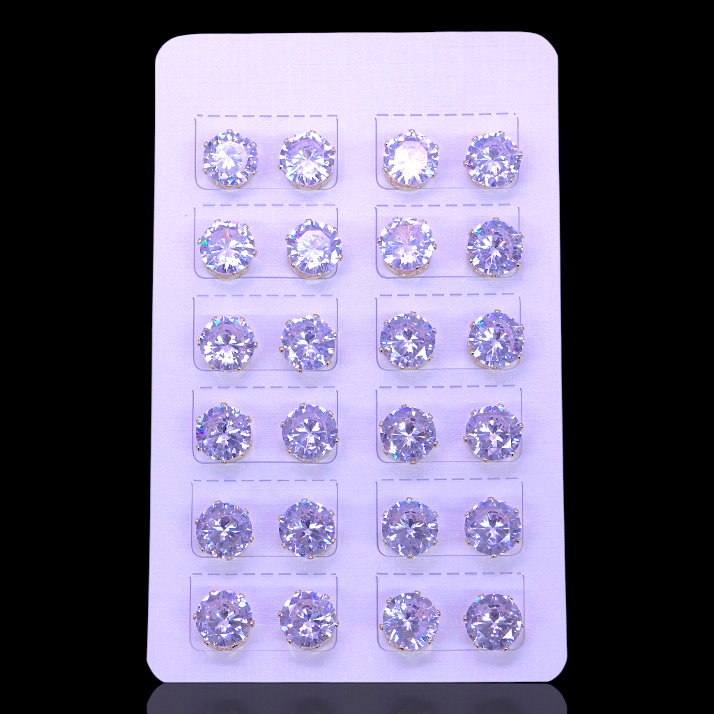 Oro Laminado Classic Round Zirconia Stud Earrings