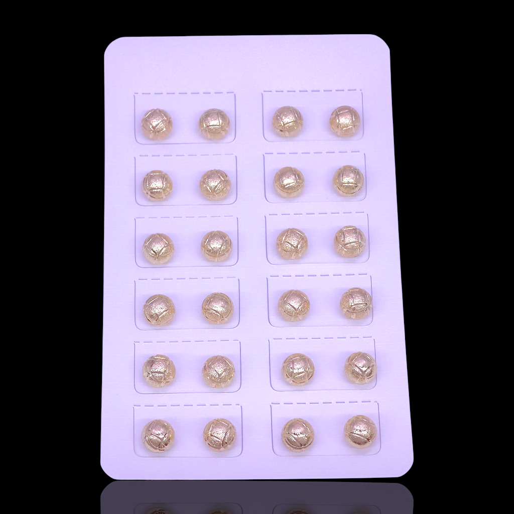 Oro Laminado Diamond Brushed Ball Stud Earrings (Pack of 12)