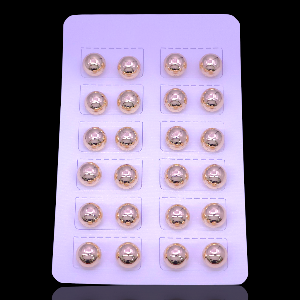 Oro Laminado Florentine Golden Ball Stud Earrings (Pack of 12)