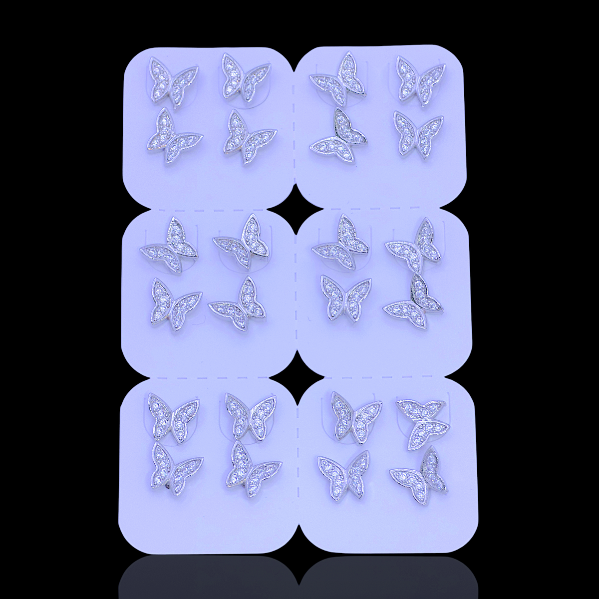 Oro Laminado Fluttering Butterfly Stud Earrings (Pack of 12)