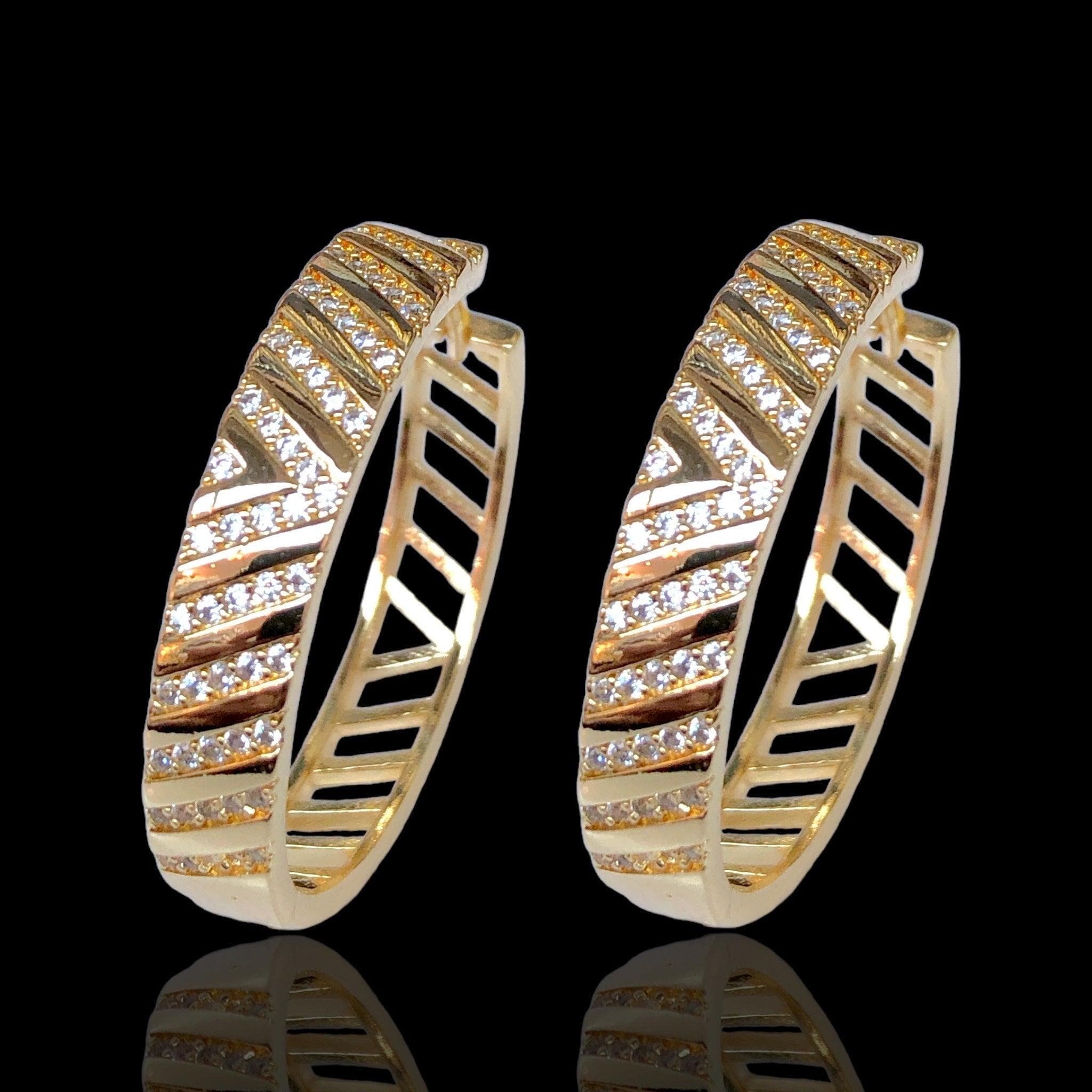 Oro Laminado Gold-Filled Swiss Chic CZ Hoop Earrings