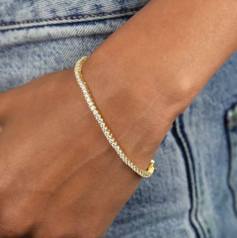 Oro Laminado Gold Filled 3mm Venetian CZ Tennis Bracelet