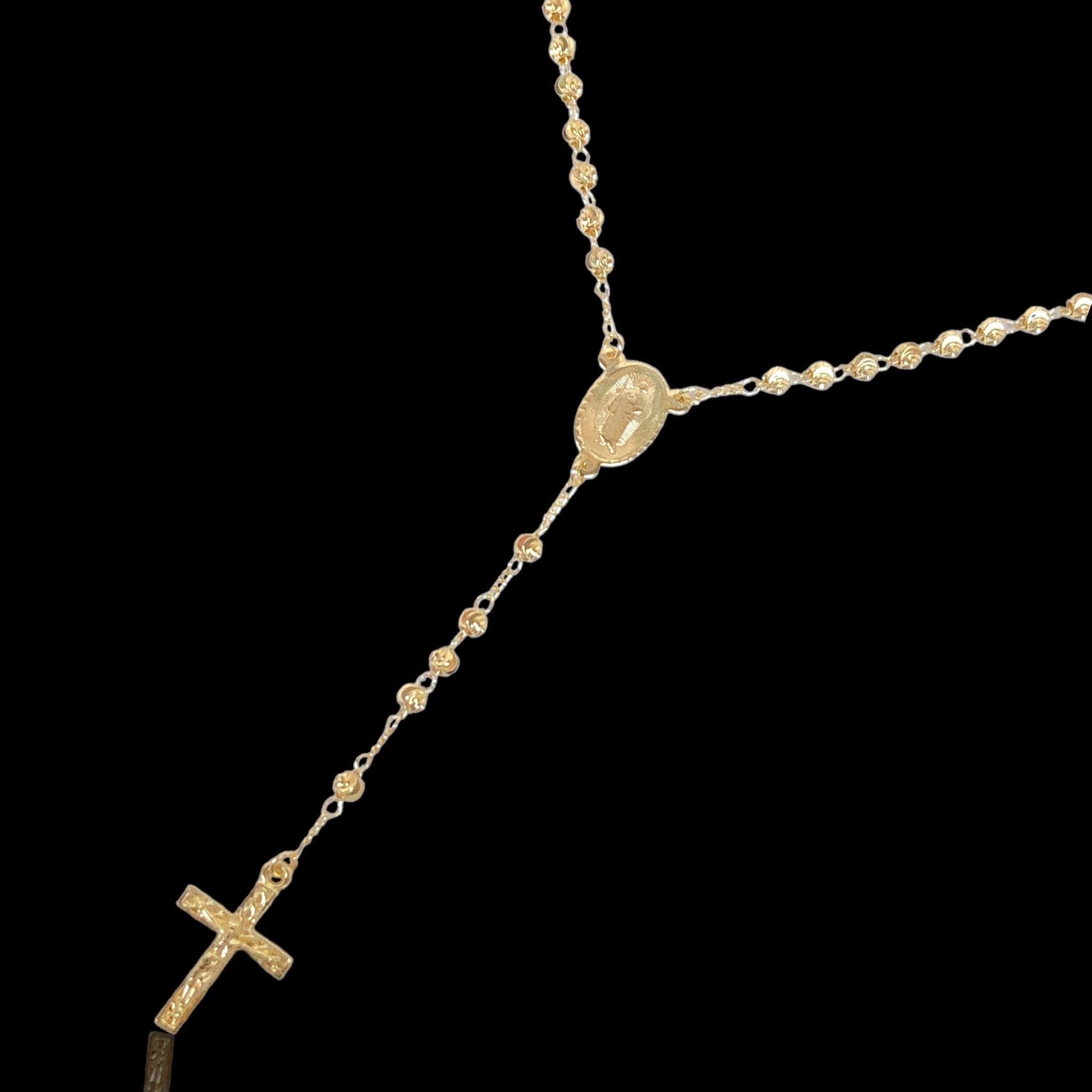 Oro Laminado Gold Filled 4mm Cross Cut Beads Rosary
