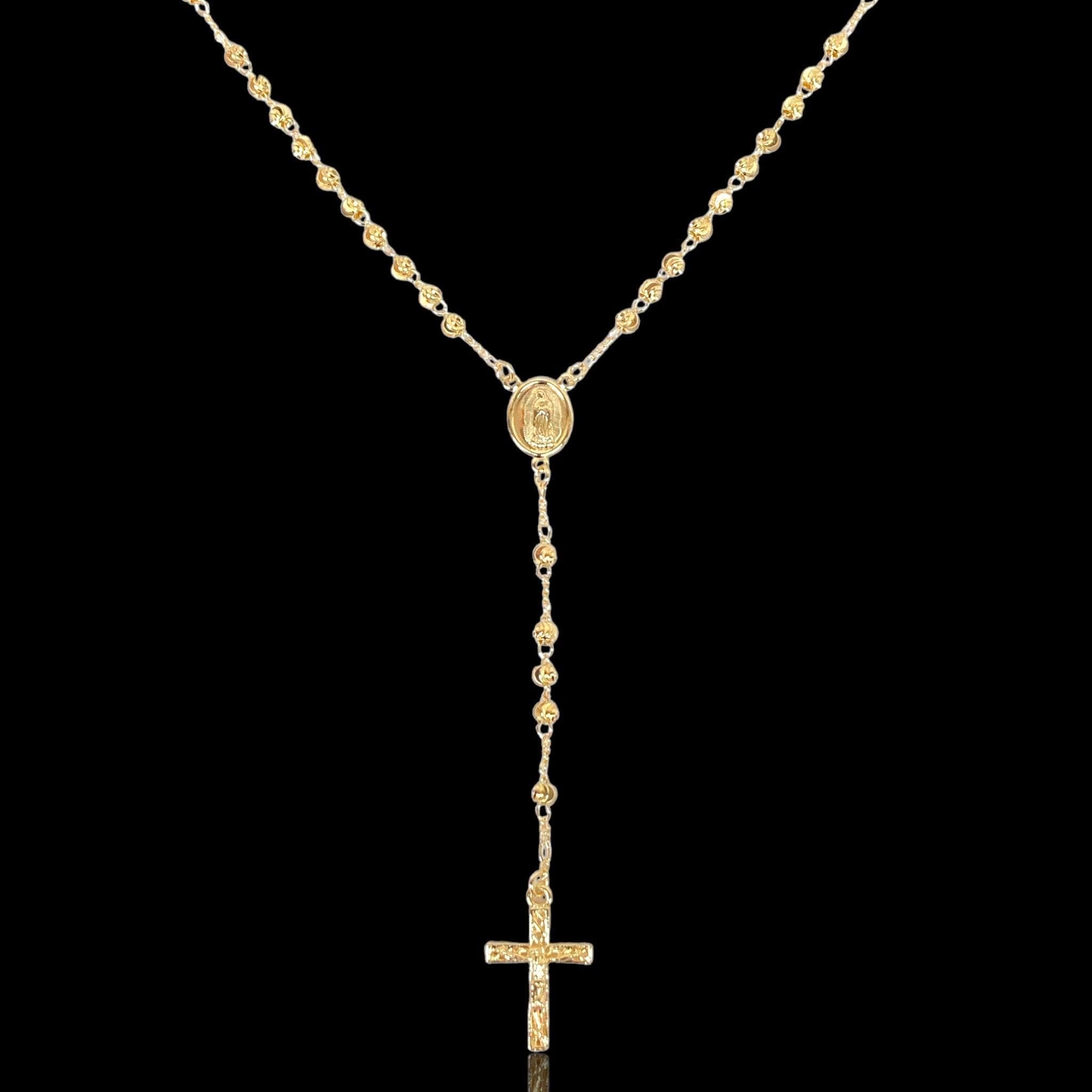 Oro Laminado Gold Filled 4mm Cross Cut Beads Rosary