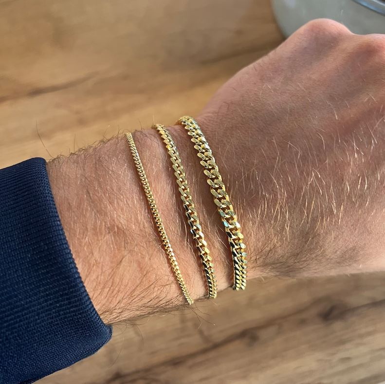 Oro Laminado Gold Filled 5.5mm Miami Cuban Chain Bracelets (Pack of 6)