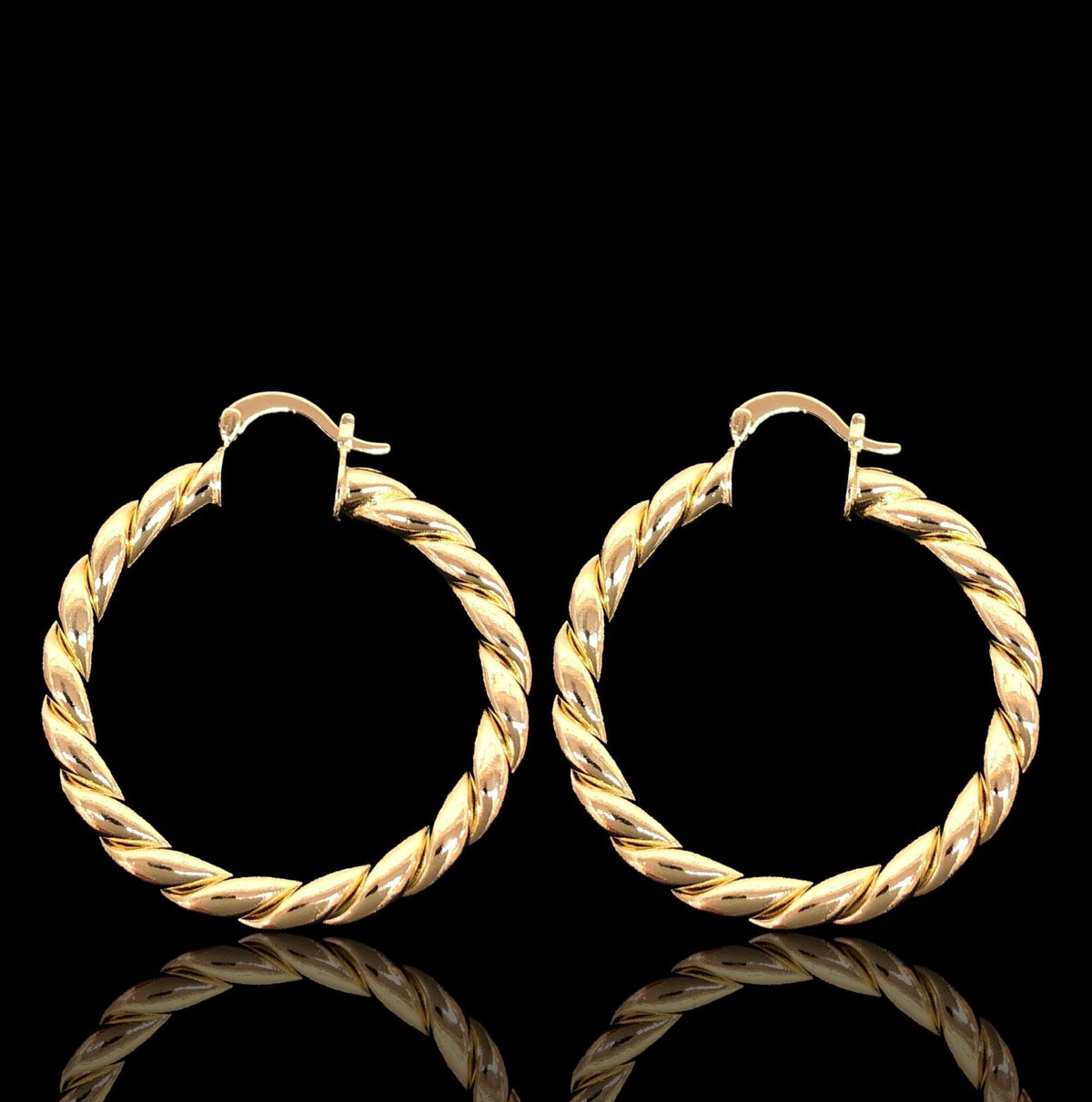 Oro Laminado Gold Filled 5mm Braided Chunky Hoop Earrings