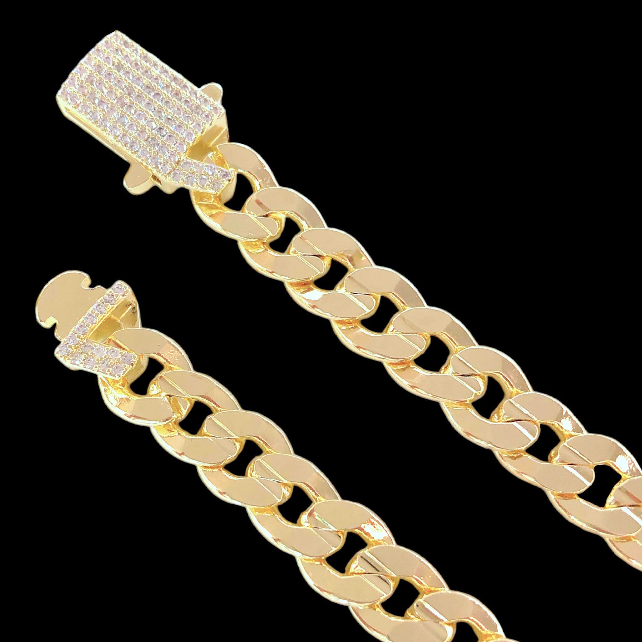 Oro Laminado Gold Filled 9mm Round Cuban Chain w/ CZ Clasp