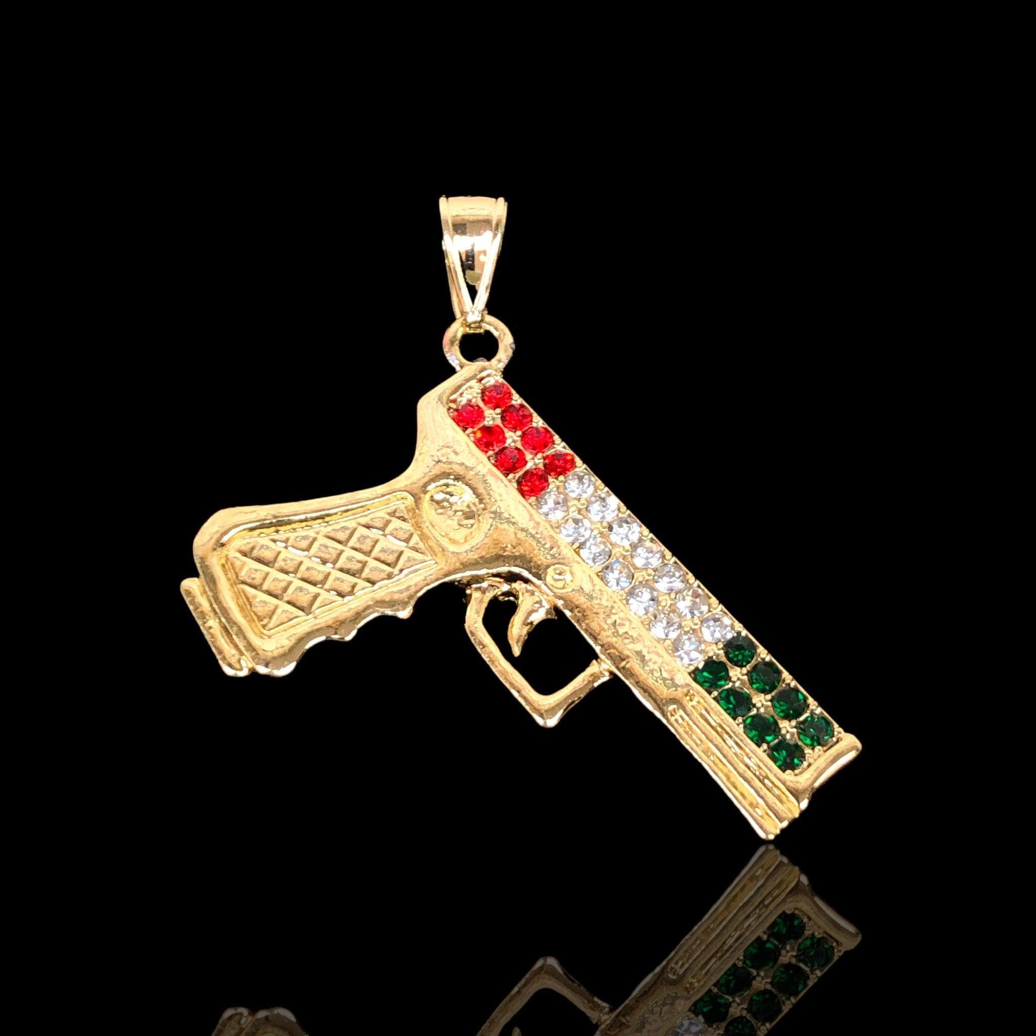 Oro Laminado Gold Filled American Magnum Gun Pendant