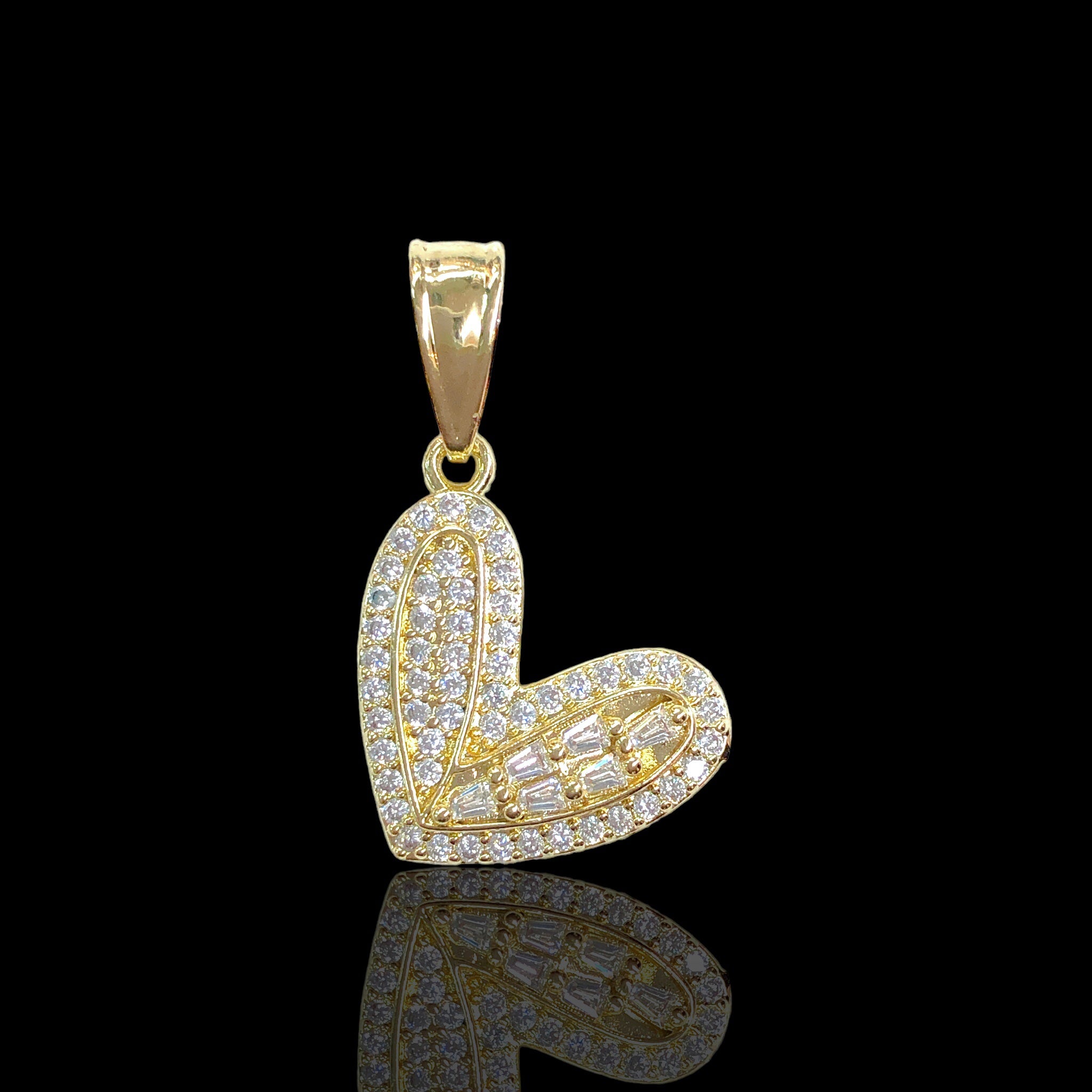 Oro Laminado Gold Filled Angel's Heart CZ Pendant
