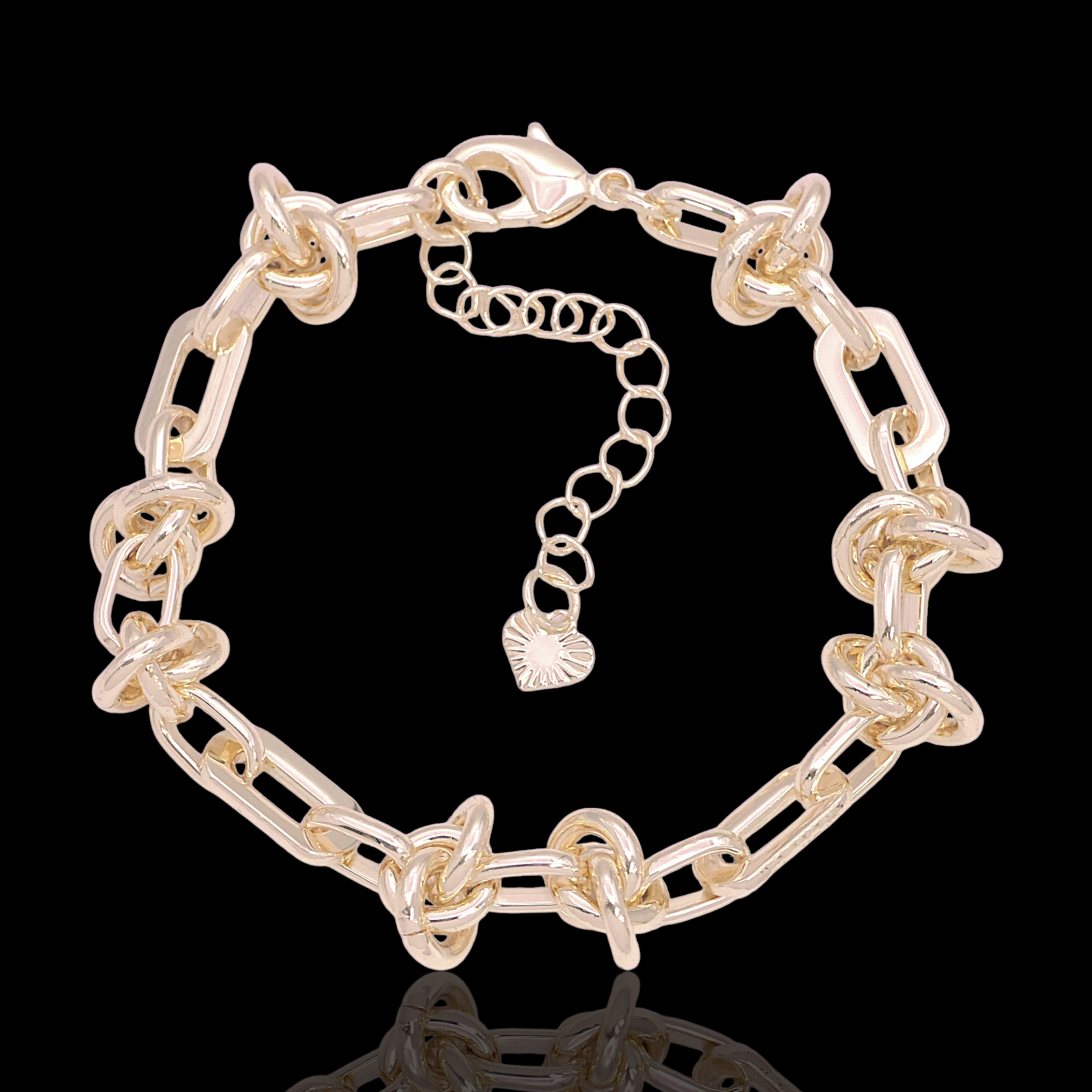Oro Laminado Gold Filled Austrian Knot Charm Bracelet