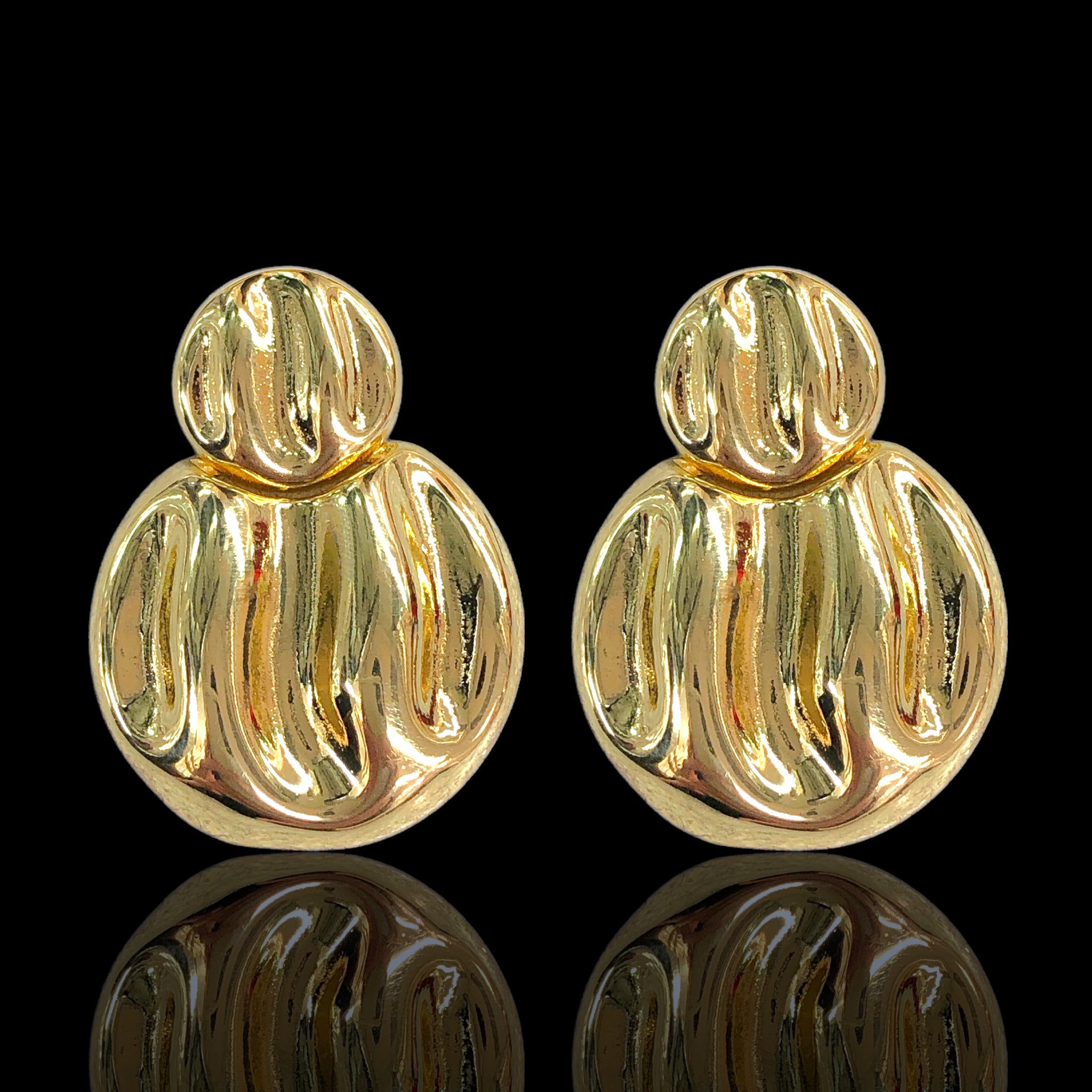 Oro Laminado Gold Filled Baroque Elegance Stud Earrings