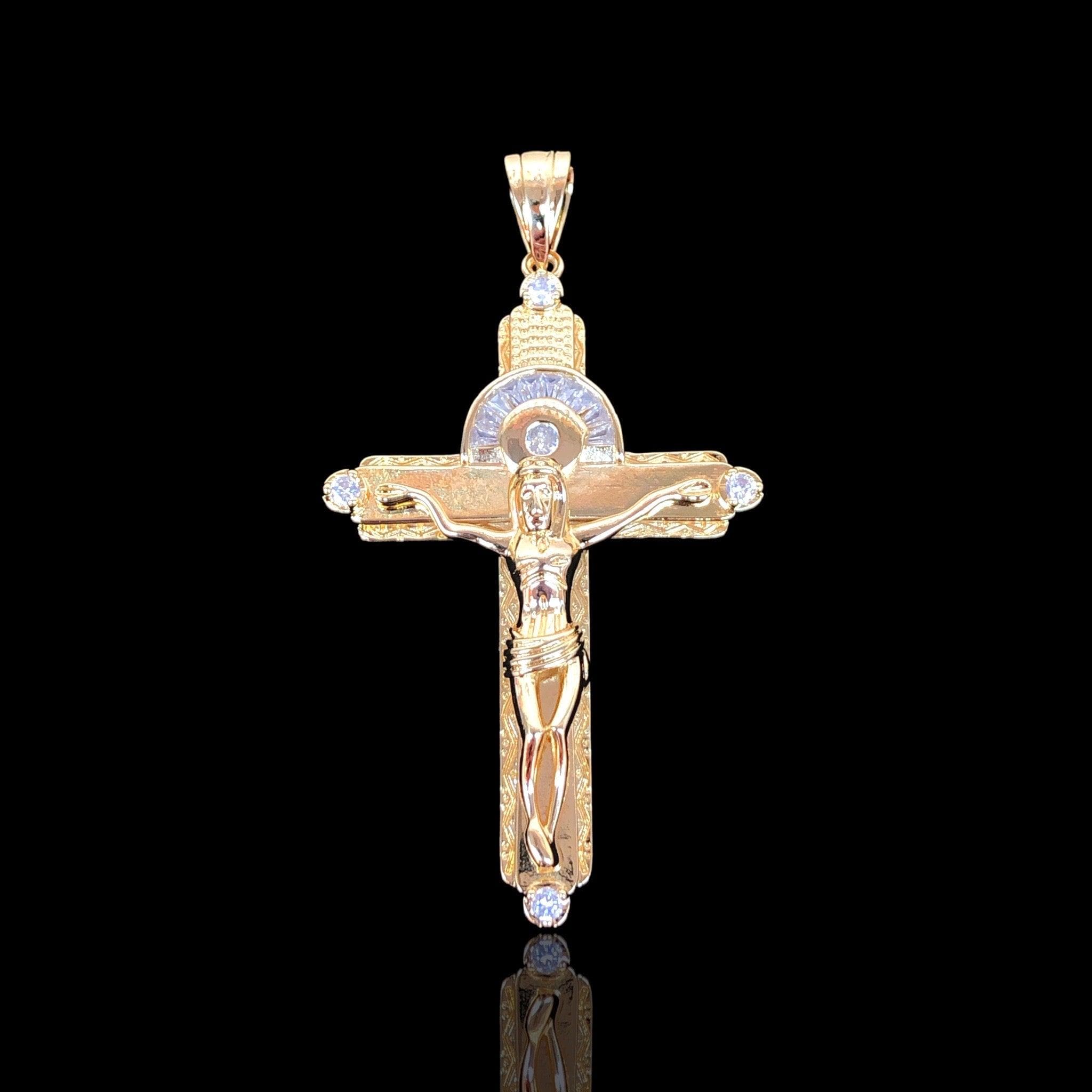 Oro Laminado Gold Filled Bethlehem Jesus Cross Pendant