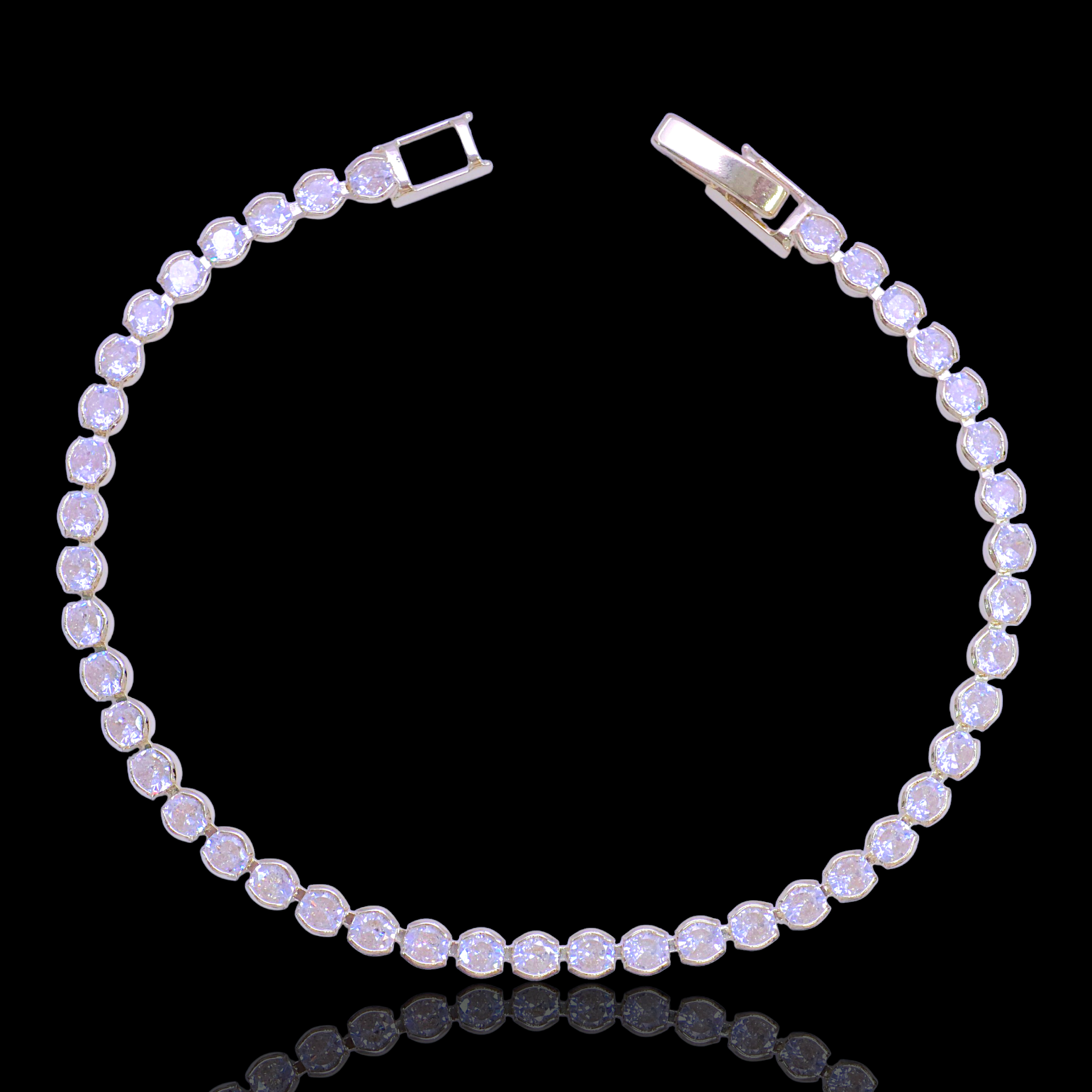 Oro Laminado Gold Filled Bezel Zirconia Tennis Bracelet