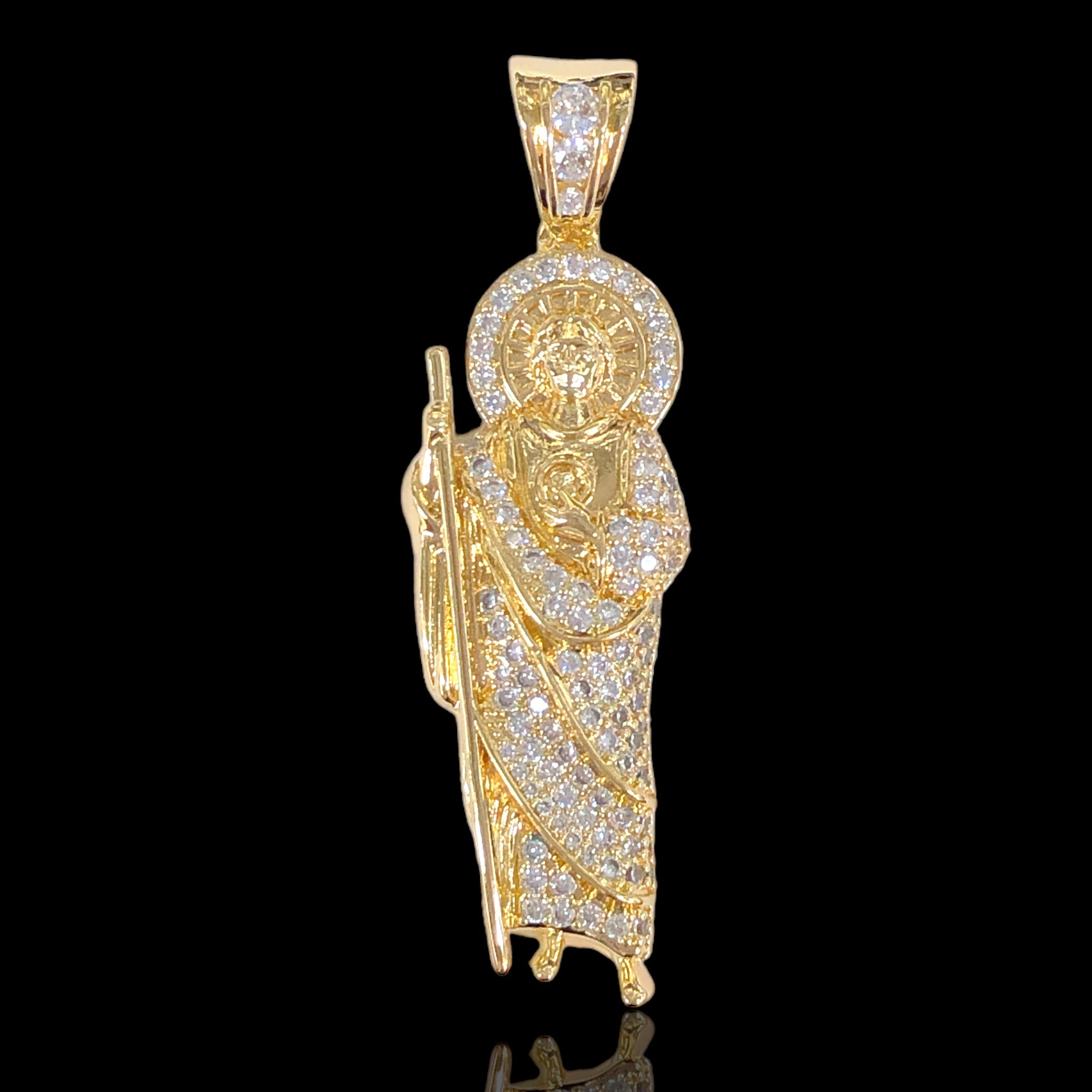 Oro Laminado Gold Filled Blessed San Judas CZ Pendantan Judas CZ Pendant
