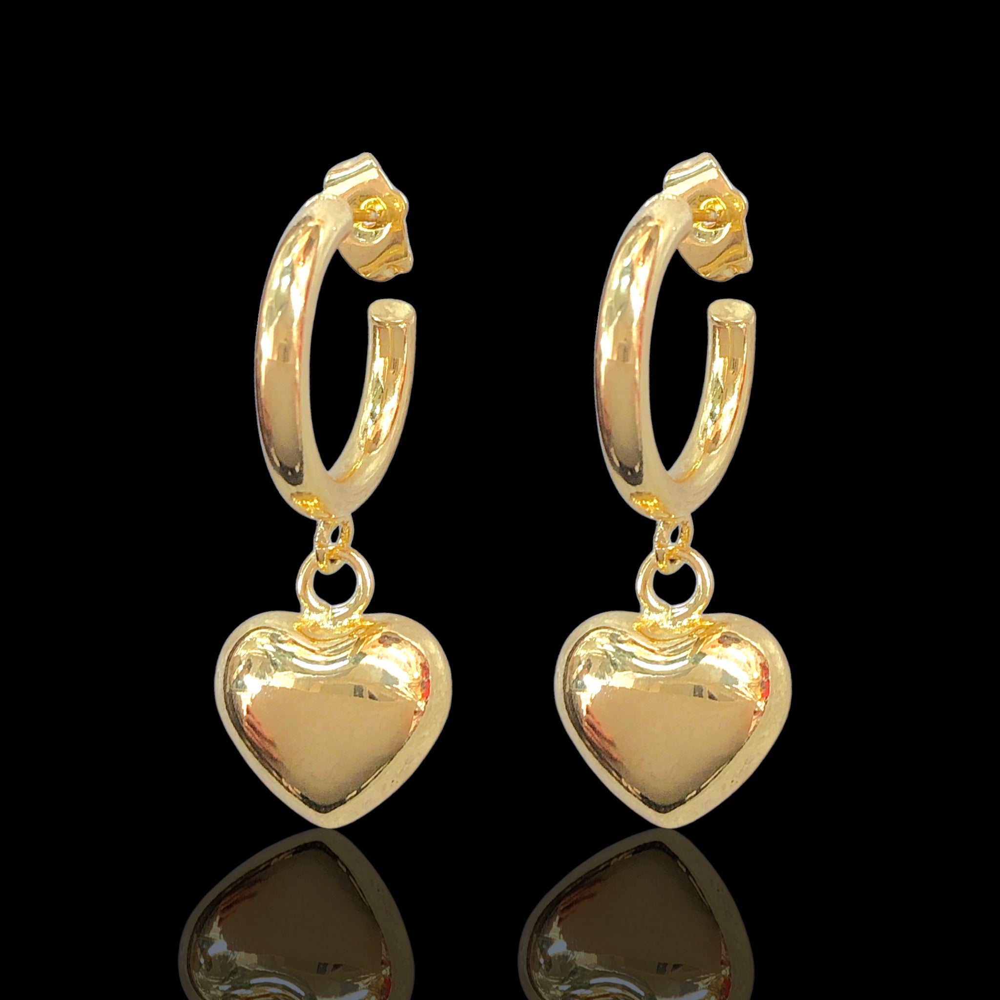 Oro Laminado Gold Filled Blushing Hearts Stud Earrings