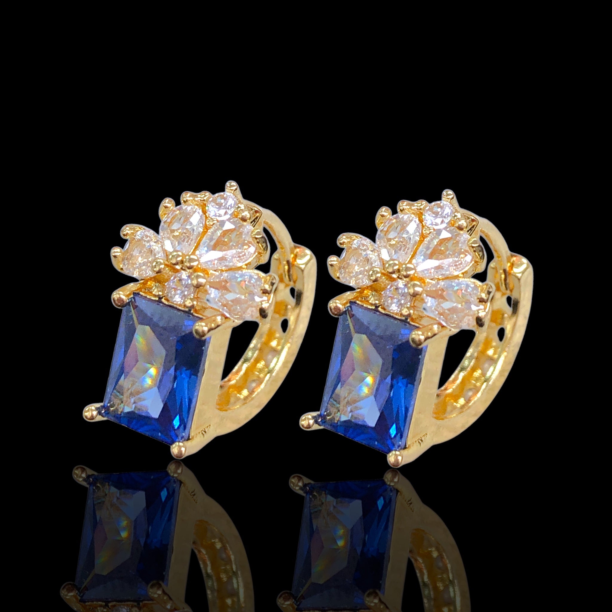 Oro Laminado Gold Filled Bordeaux CZ Earrings