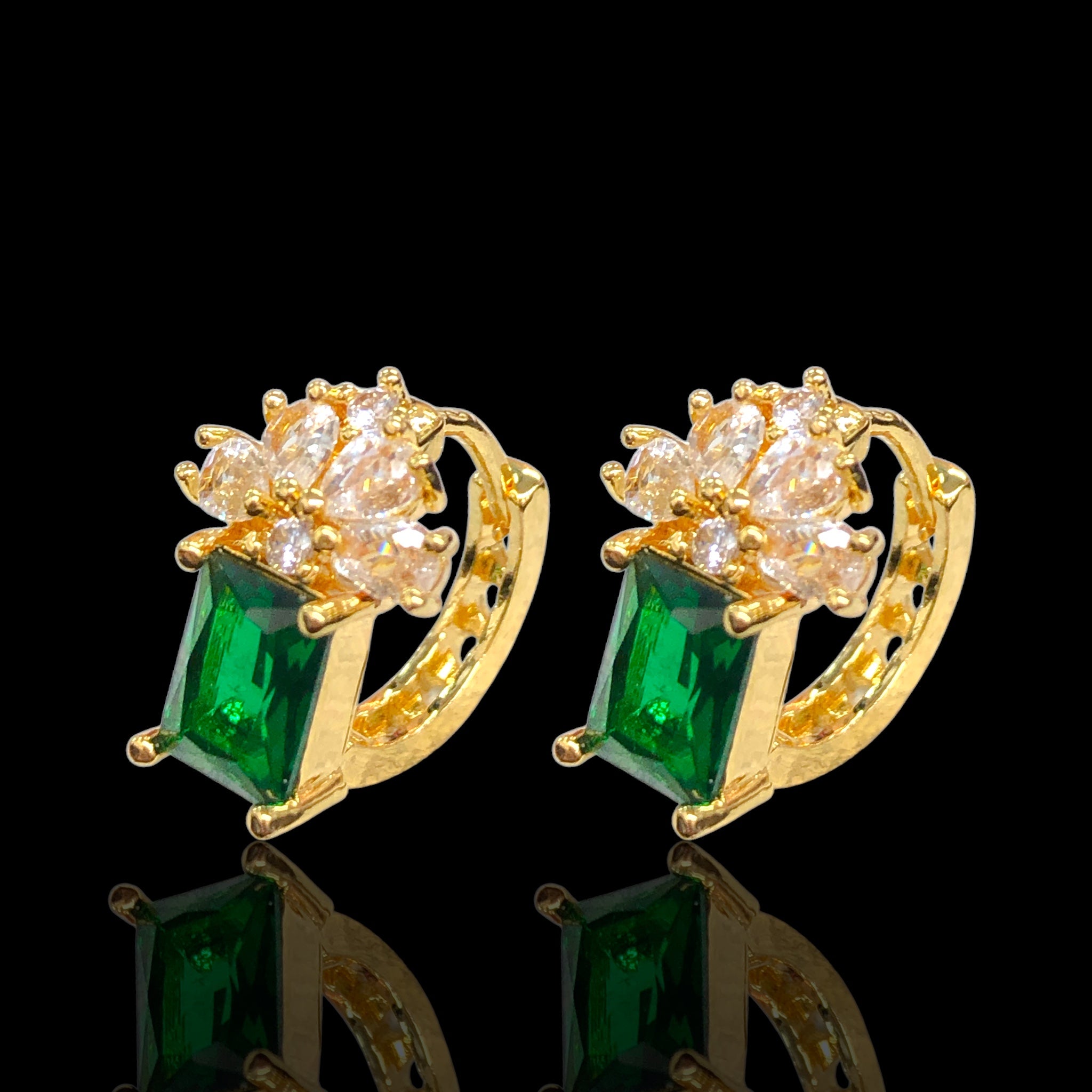 Oro Laminado Gold Filled Bordeaux CZ Earrings