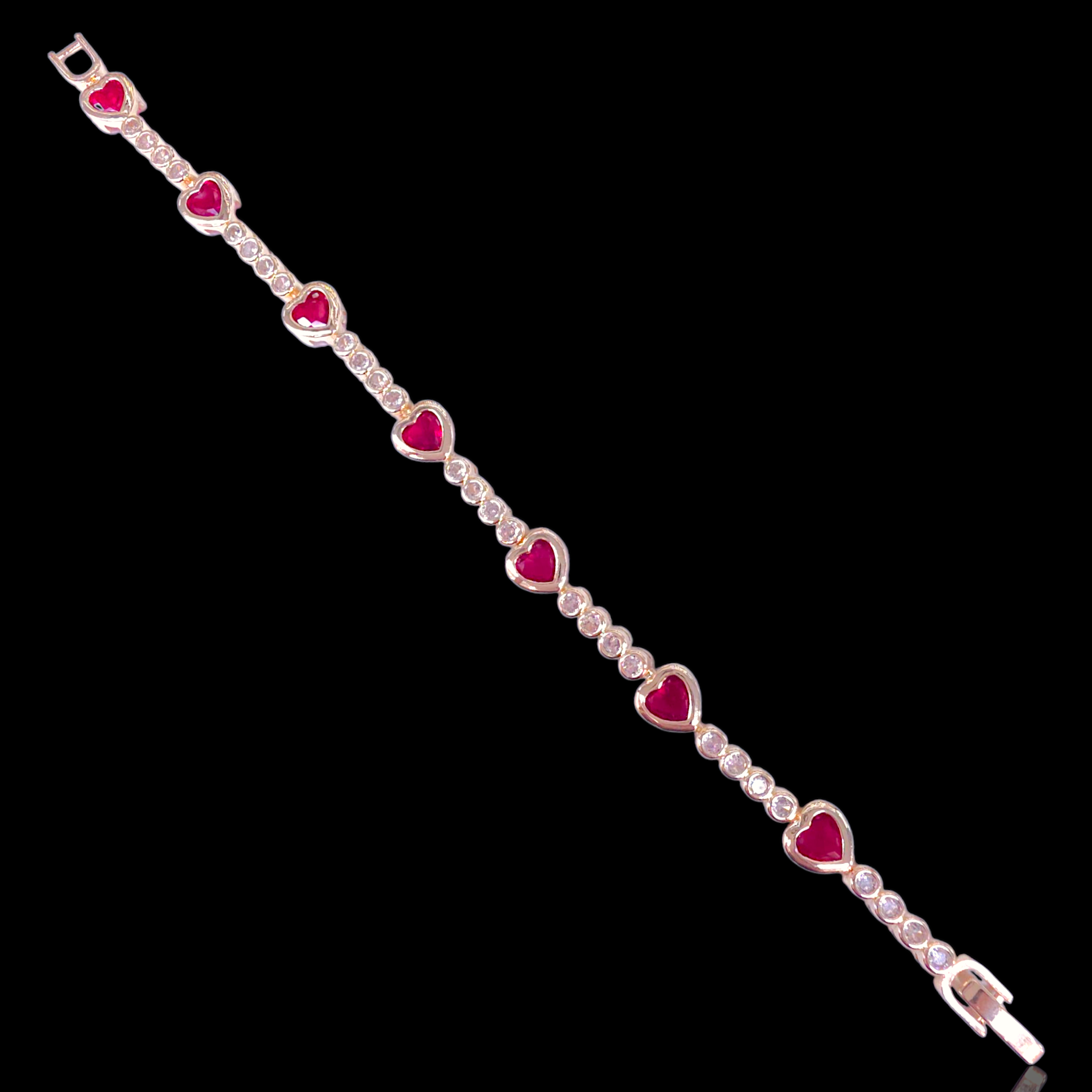 Oro Laminado Gold Filled Brazil Eternal Zirconia Heart Bracelet