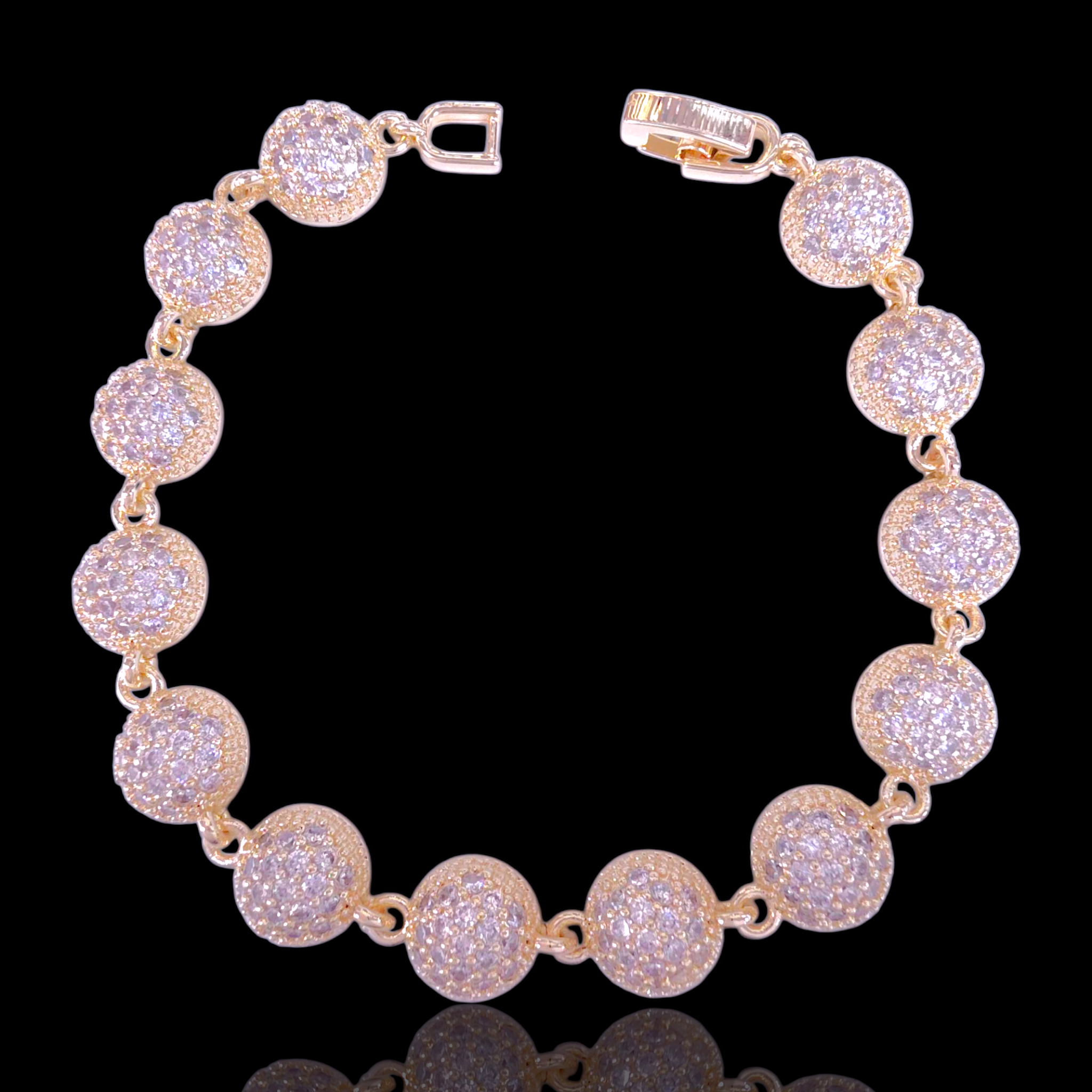 Oro Laminado Gold Filled Brilliant Star Orb Zirconia Bracelet