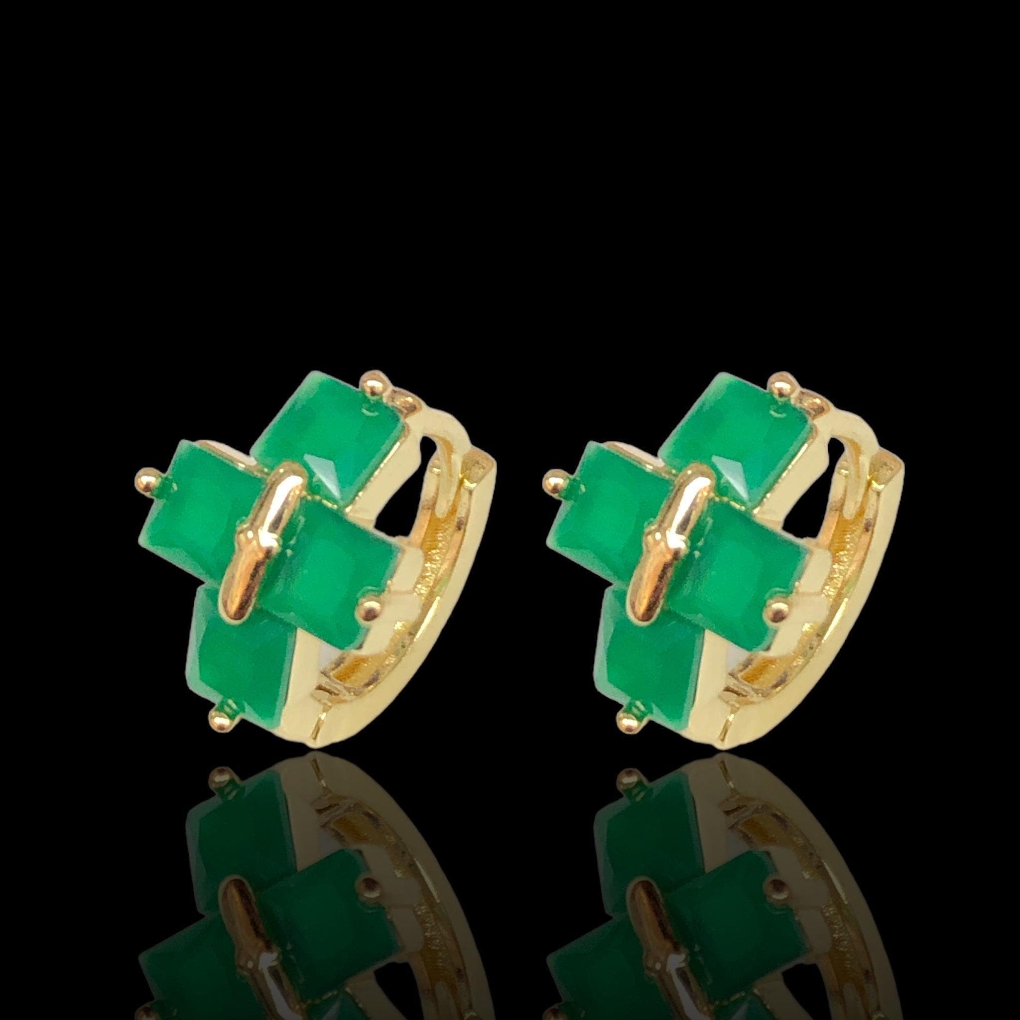Oro Laminado Gold Filled CZ Cross Huggie Hoop Earrings