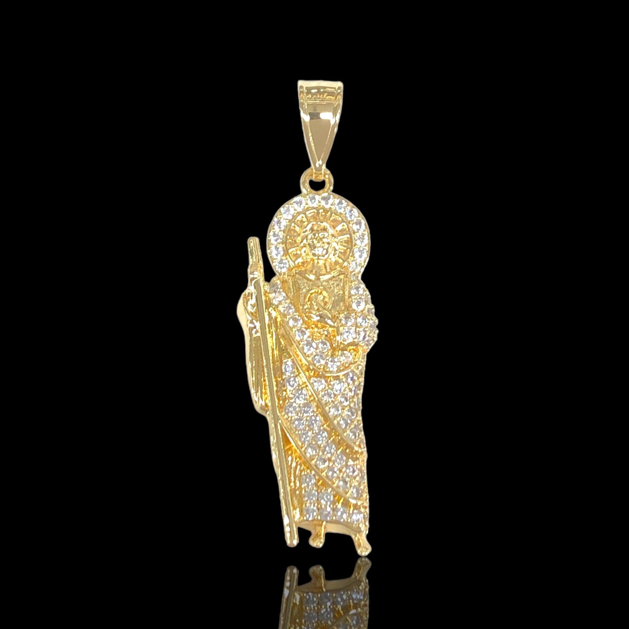 Oro Laminado Gold Filled CZ Saint Jude San Judas Pendant