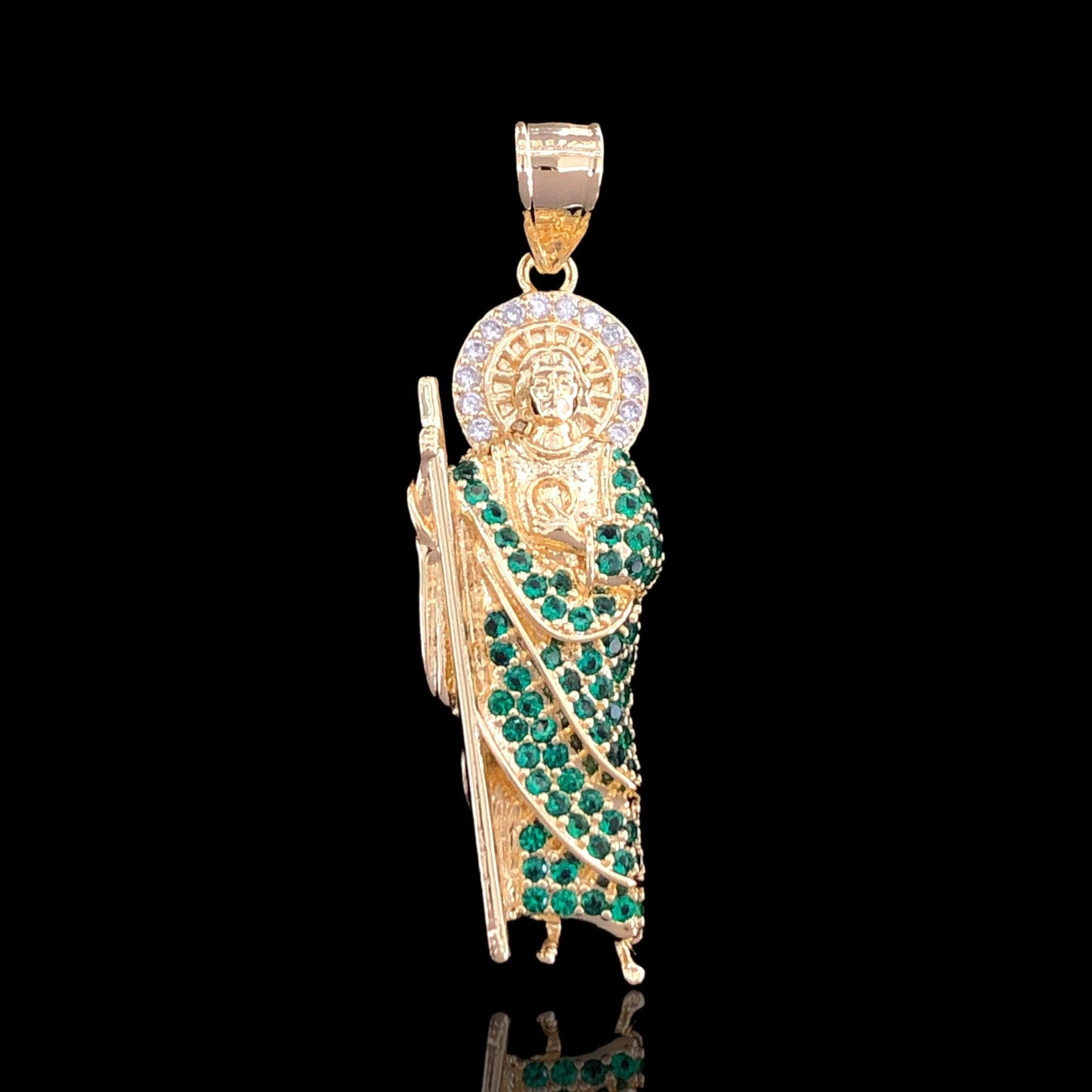Oro Laminado Gold Filled CZ Saint Jude San Judas Pendant