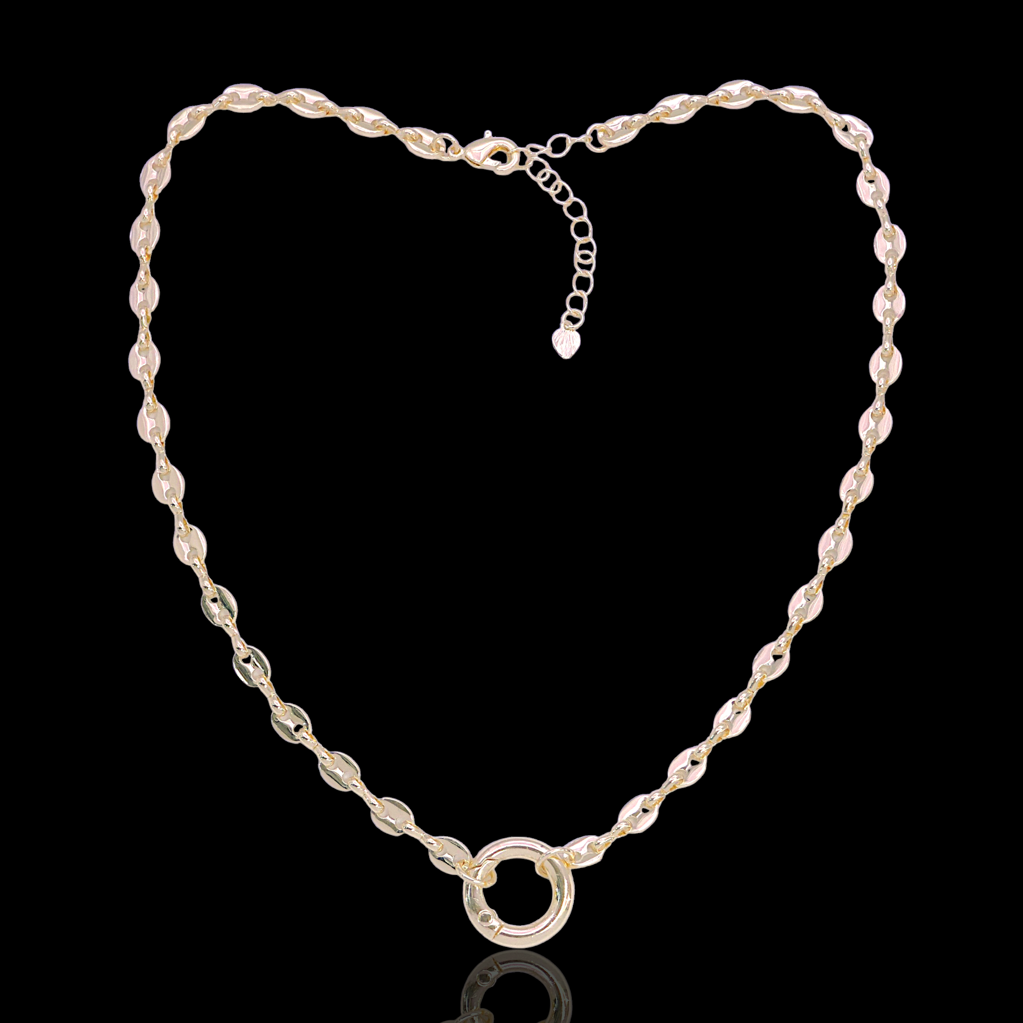 Oro Laminado Gold Filled Carabiner Anchor Link Charm Necklace