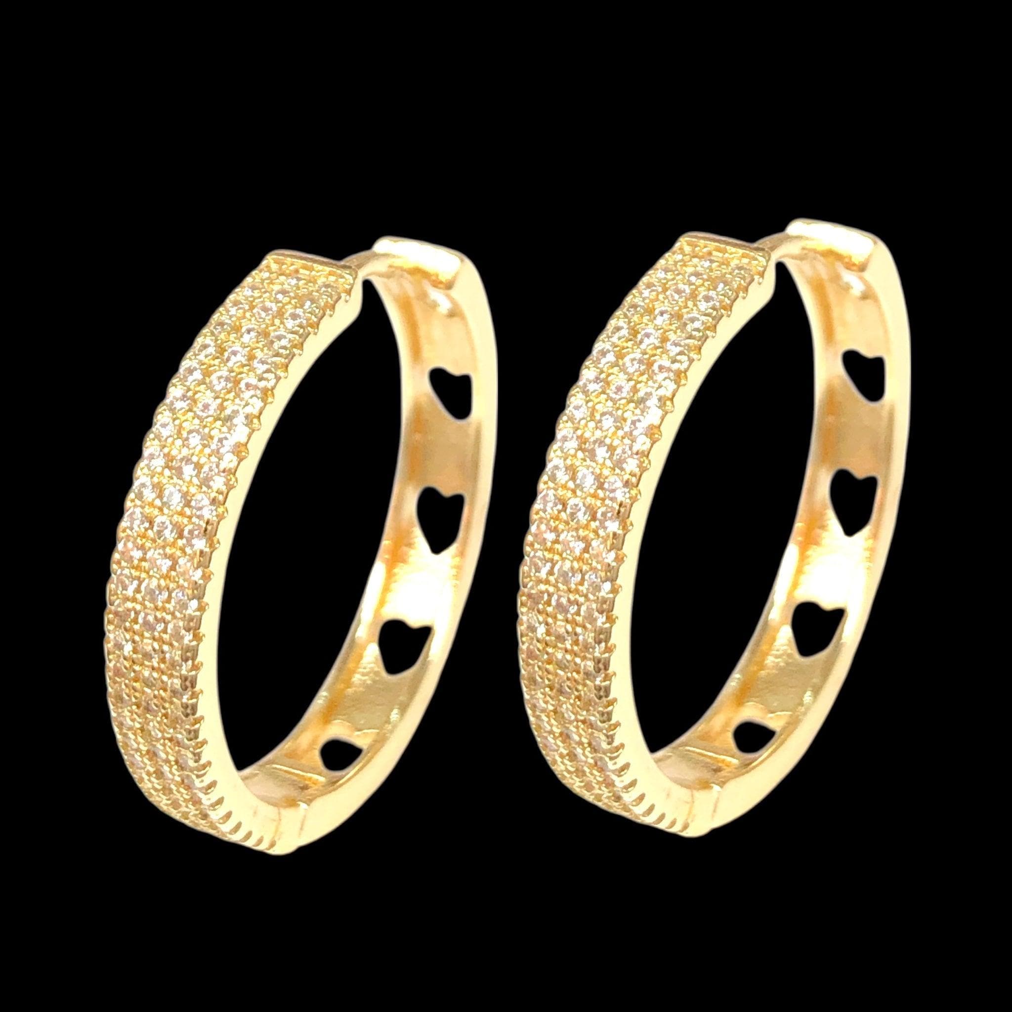 Oro Laminado Gold Filled Catania CZ Hoop Earrings