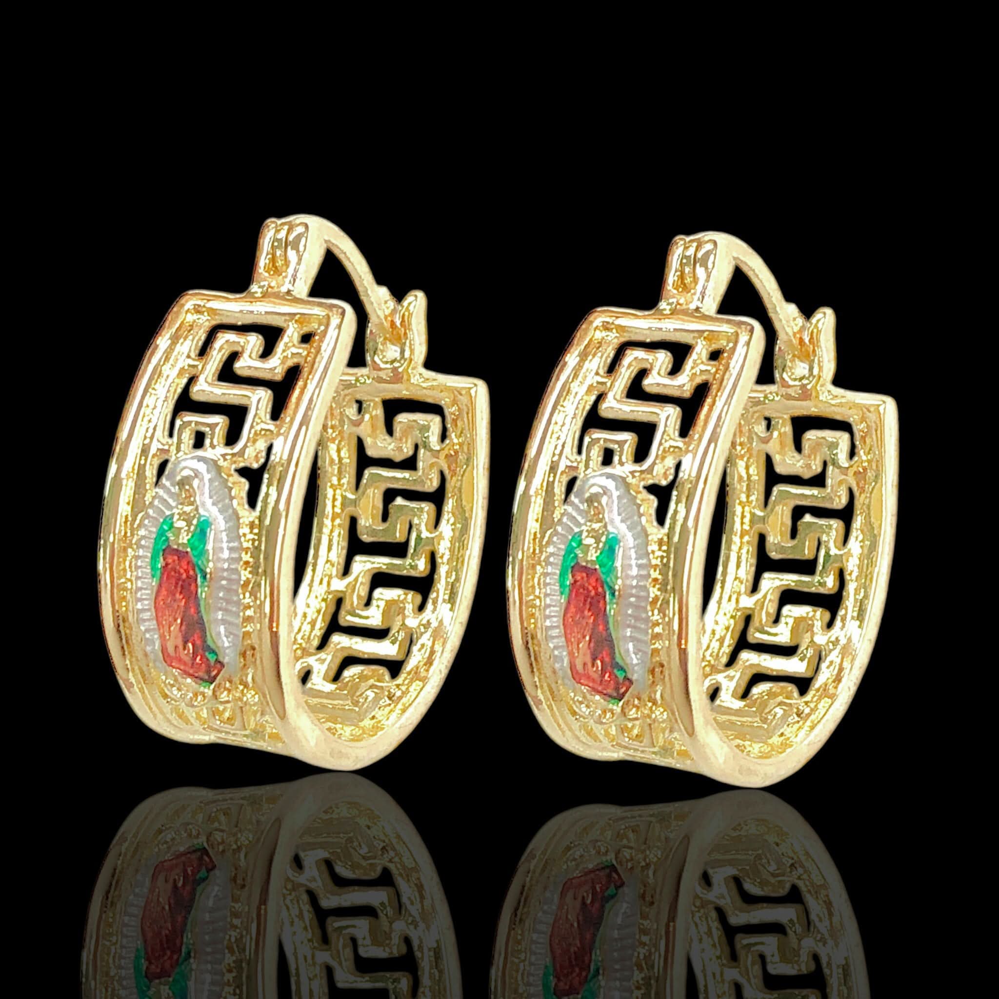 Oro Laminado Gold Filled Catholic Saints Hoop Earrings