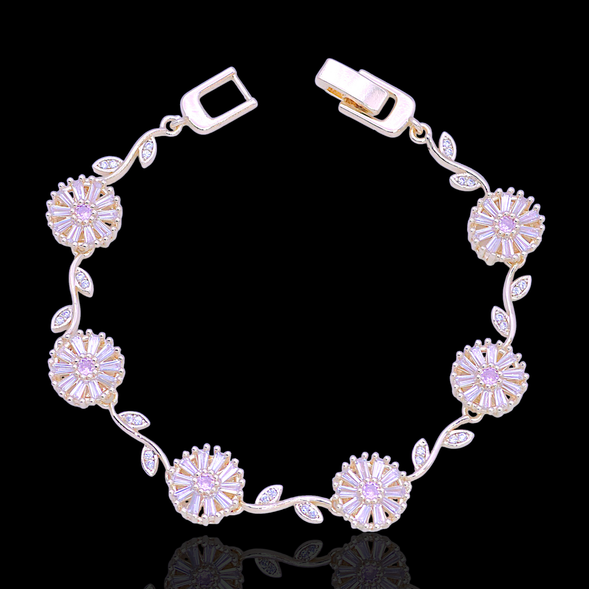 Oro Laminado Gold Filled Crystalline Sunflower Bracelet