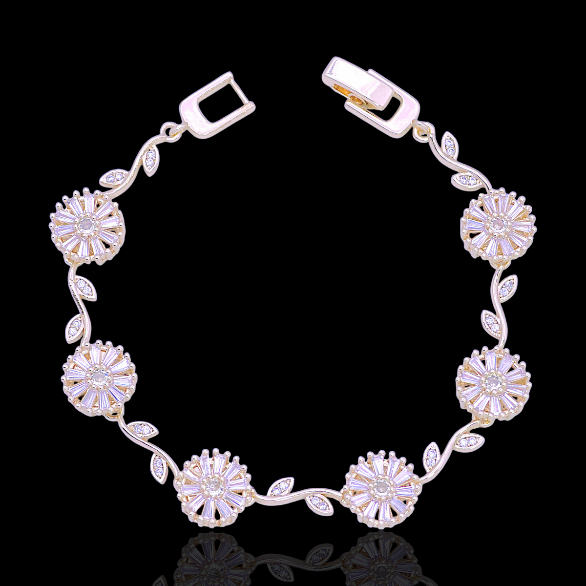 Oro Laminado Gold Filled Crystalline Sunflower Bracelet
