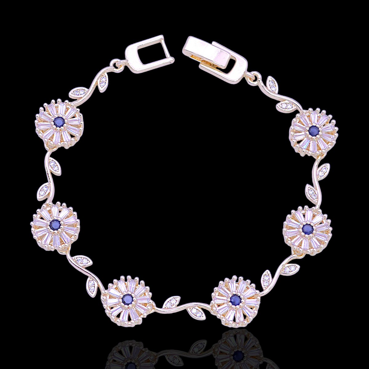 Oro Laminado Gold Filled Crystalline Sunflower Bracelet