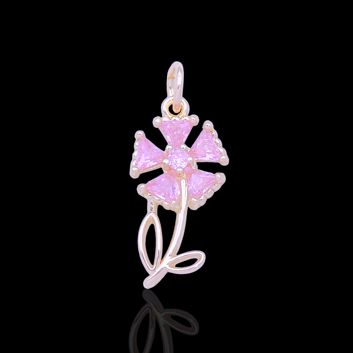 Oro Laminado Gold Filled DIY Pink Daisy Charm Pendant