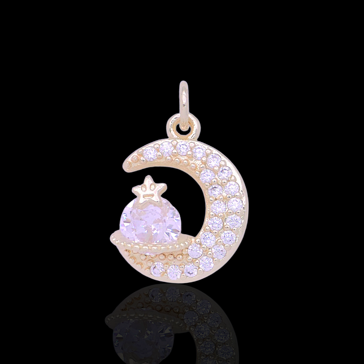 Oro Laminado Gold Filled DIY Starry Moon Charm Pendant