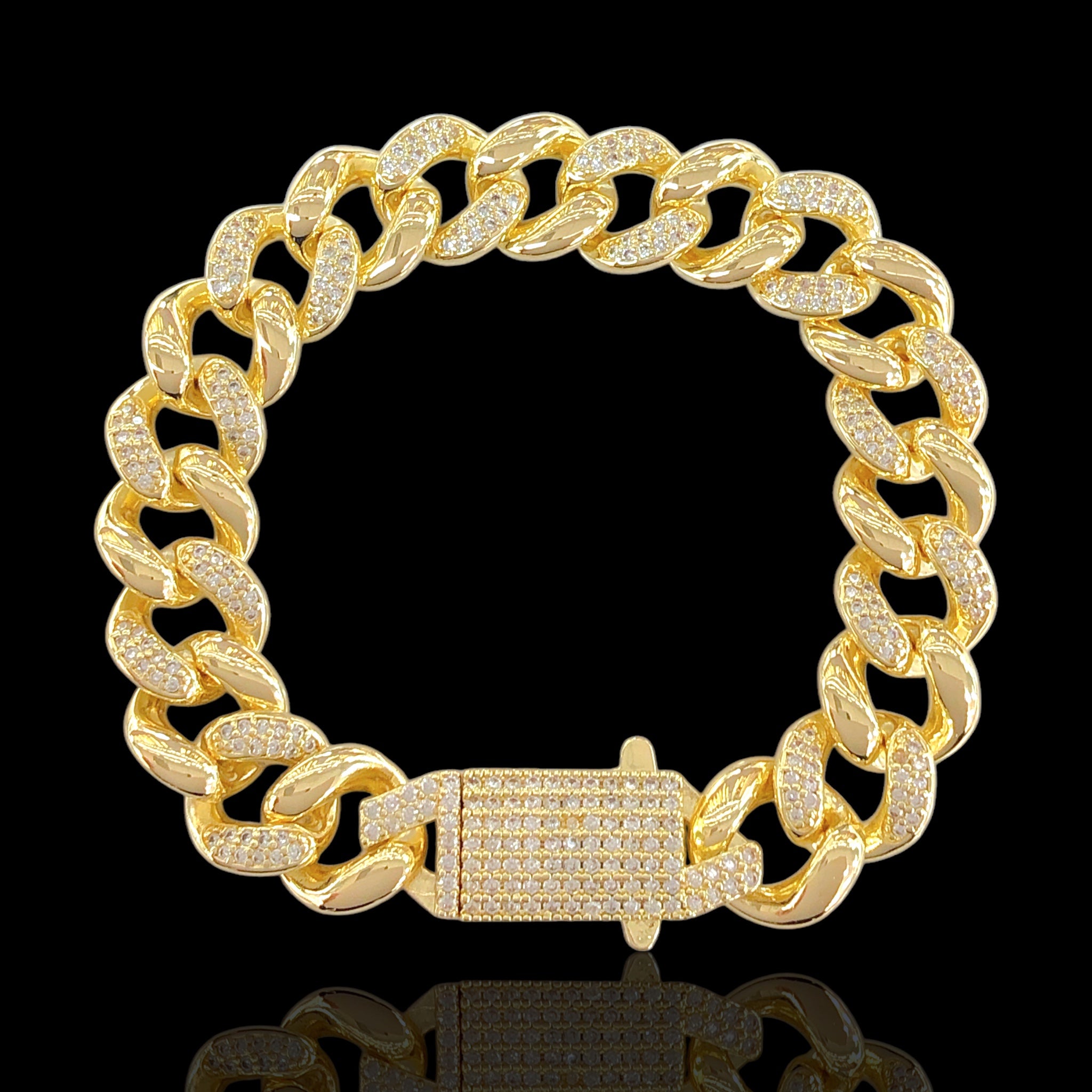 Oro Laminado Gold Filled Dazzle Round Cuban Bracelet