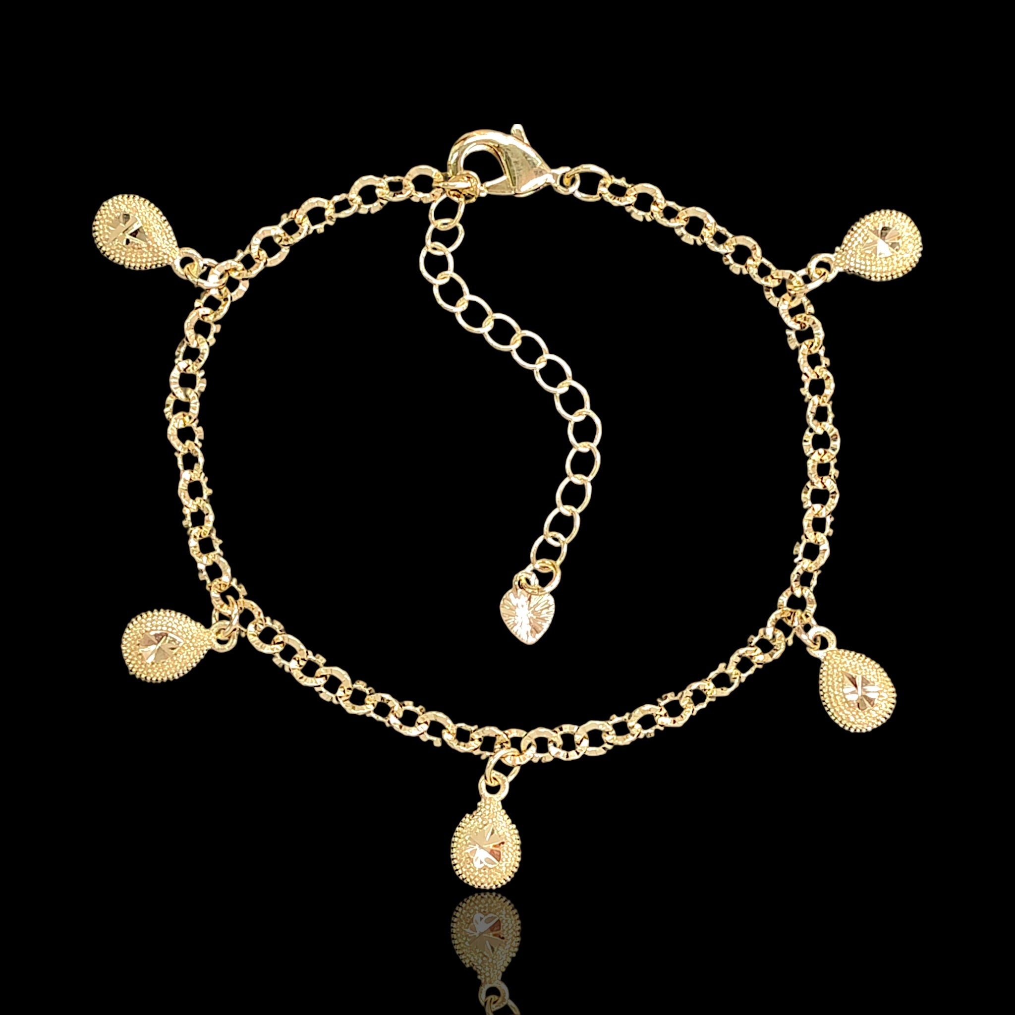 Oro Laminado Gold Filled Diamond Cut Gilded Droplet Bracelet