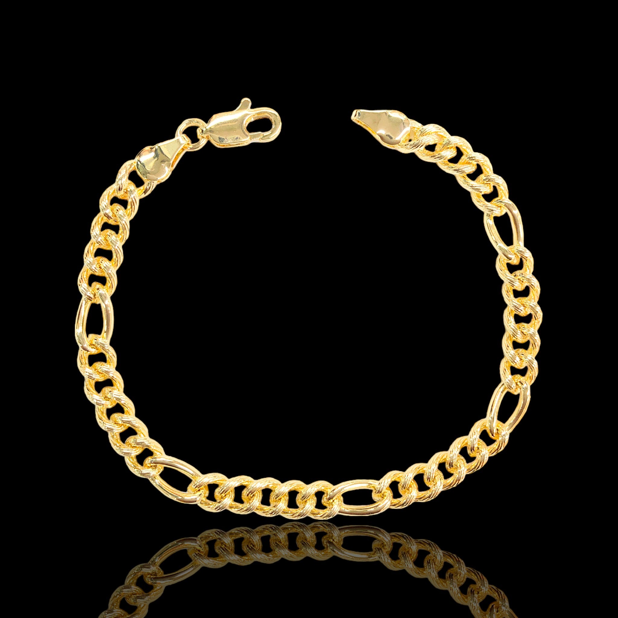 Oro Laminado Gold Filled Diamond Cut Milano Figaro Bracelet